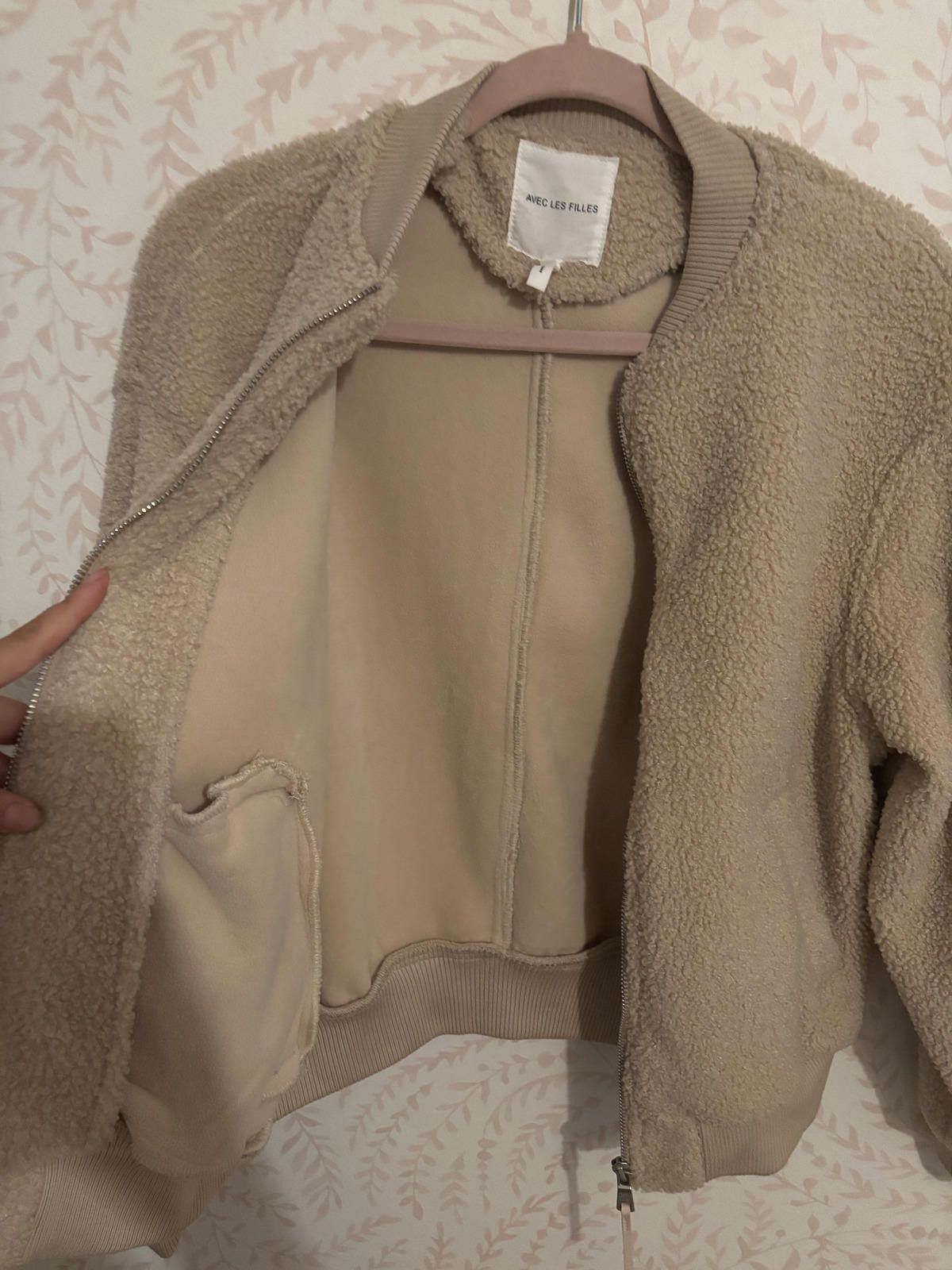 Designer Avec Les Filles Soft Sherpa Zip-Up Bomber Jacket X Size XS / US 0-2 / IT 36-38 - 8 Thumbnail
