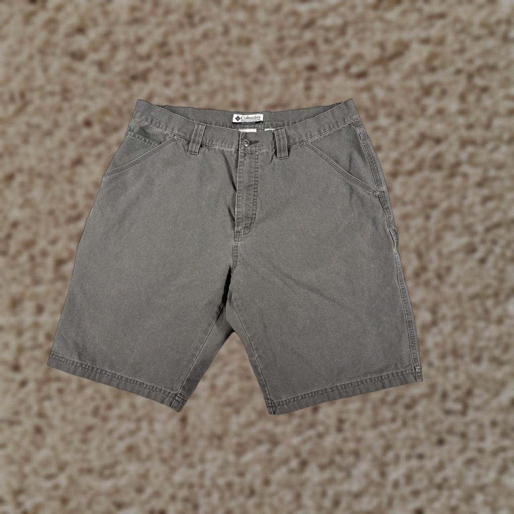 Vintage Columbia Mens Cargo Shorts Gray 36 Cotton Canvas Zip Front Belted Elastic Waist 10 Inseam Regular Beach Outdoor Fish Logo Pocket Cargo Casual Mens Size US 36 / EU 52 - 1 Thumbnail