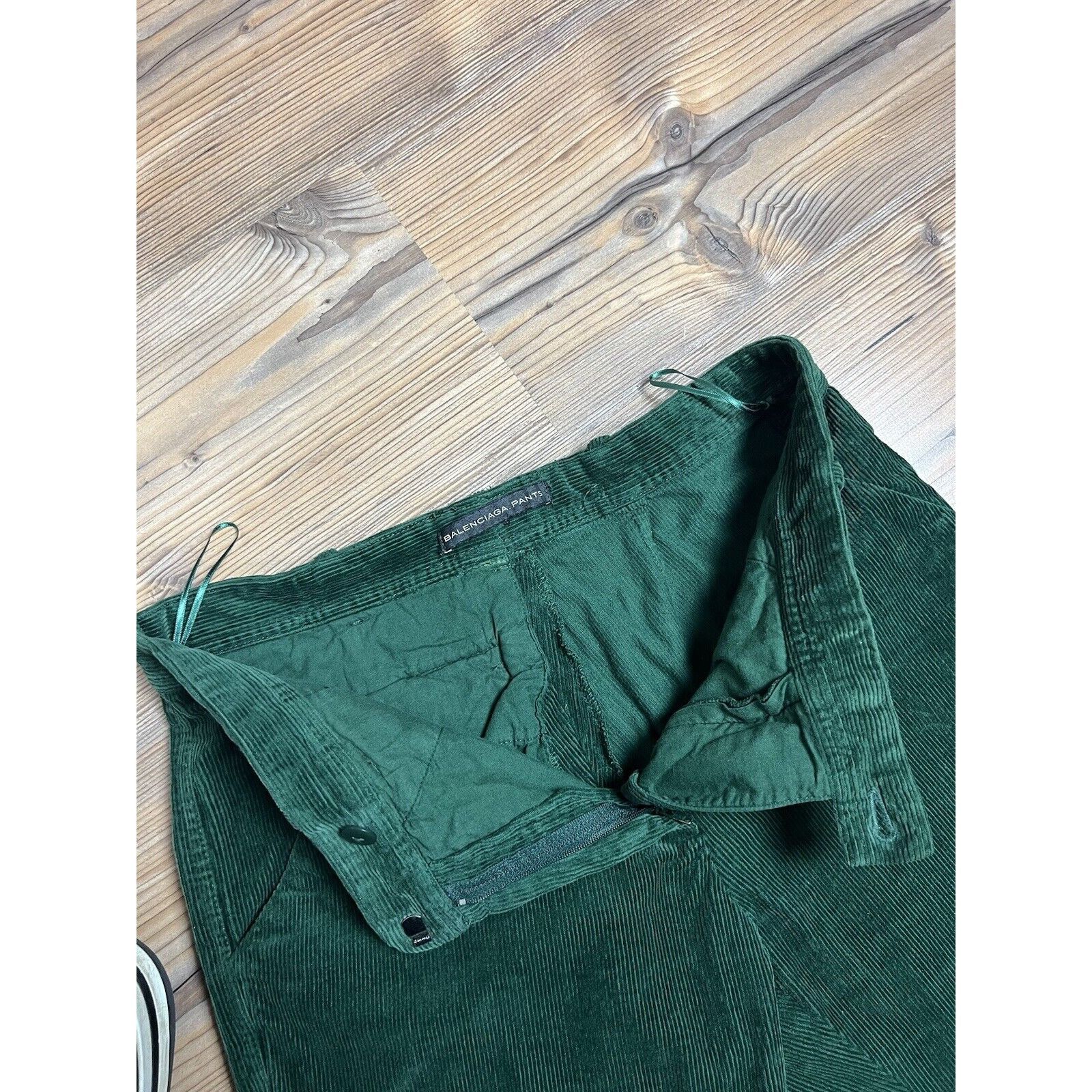 Balenciaga Balenciaga Women`s Emerald Green Corduroy Straight Chino Pa Size US 36 / EU 52 - 8 Thumbnail