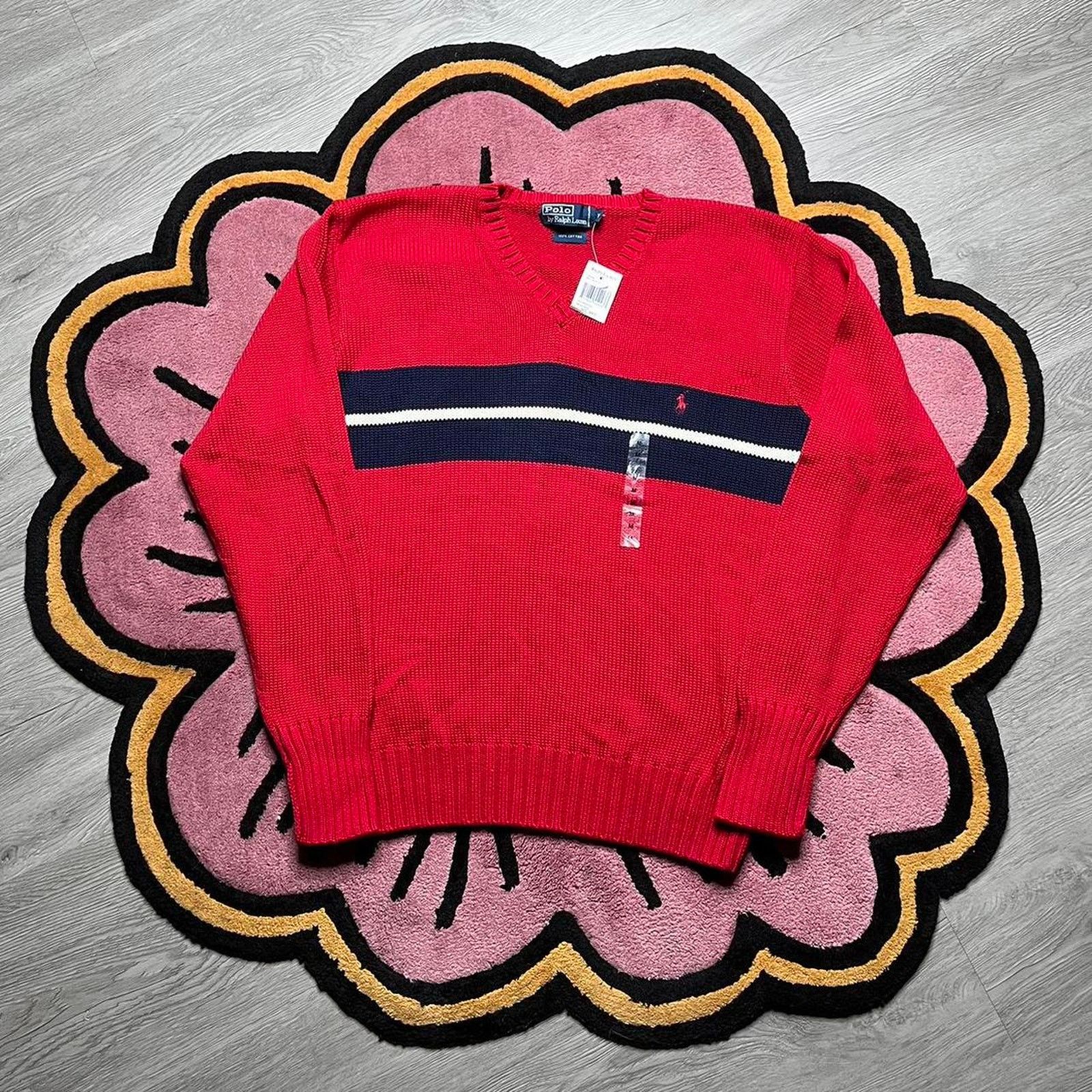 Newest Vintage Polo Ralph Lauren Knit Sweater | Youth Medium | Cherry Red Sweater |