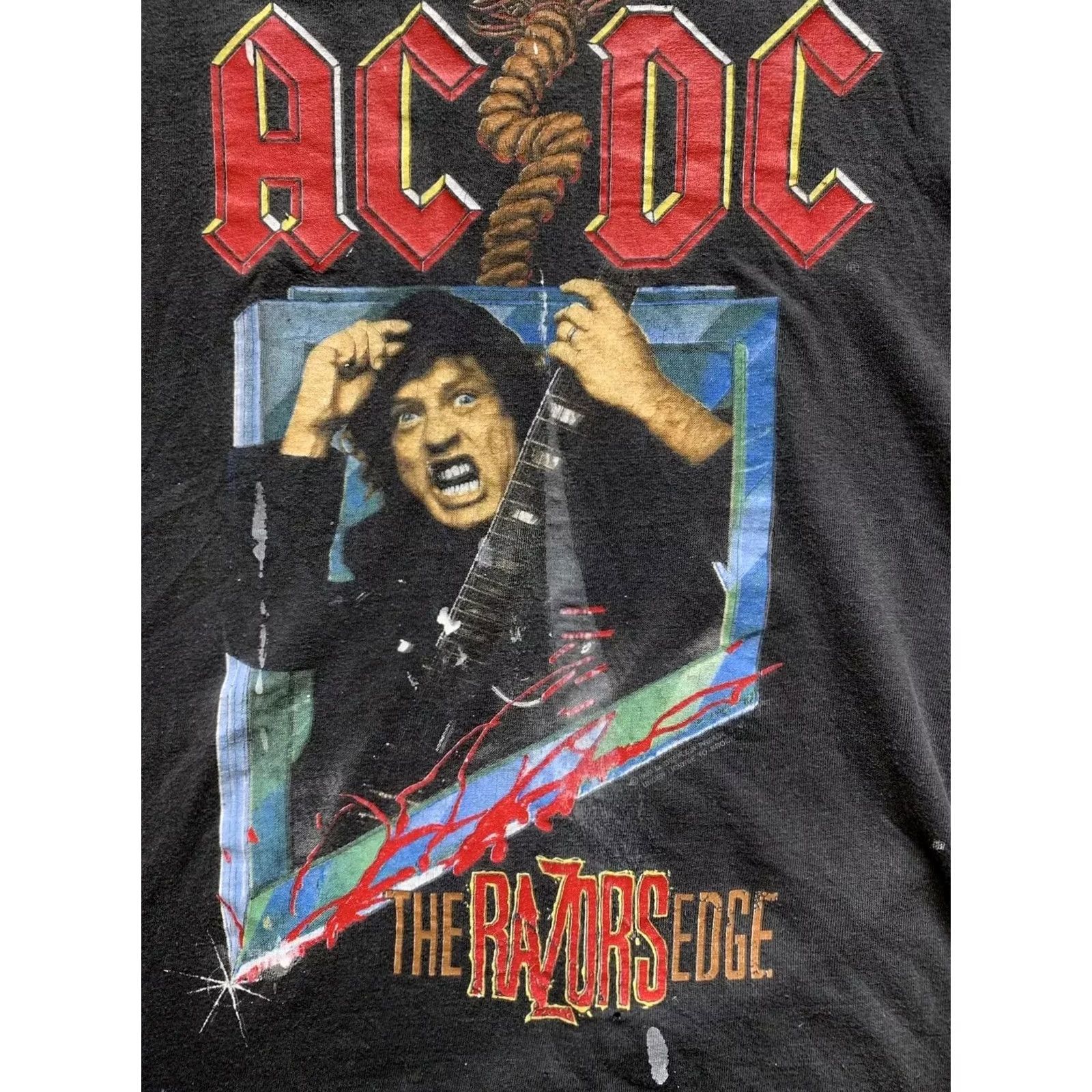 Vintage VINTAGE AC/DC THE RAZORS EDGE TEE SHIRT MEN'S XL BLACK Shirt XL Mens AC/DC The Razors Edge Rock Band Black Tee Shirt Size US XL / EU 56 / 4 - 4 Thumbnail