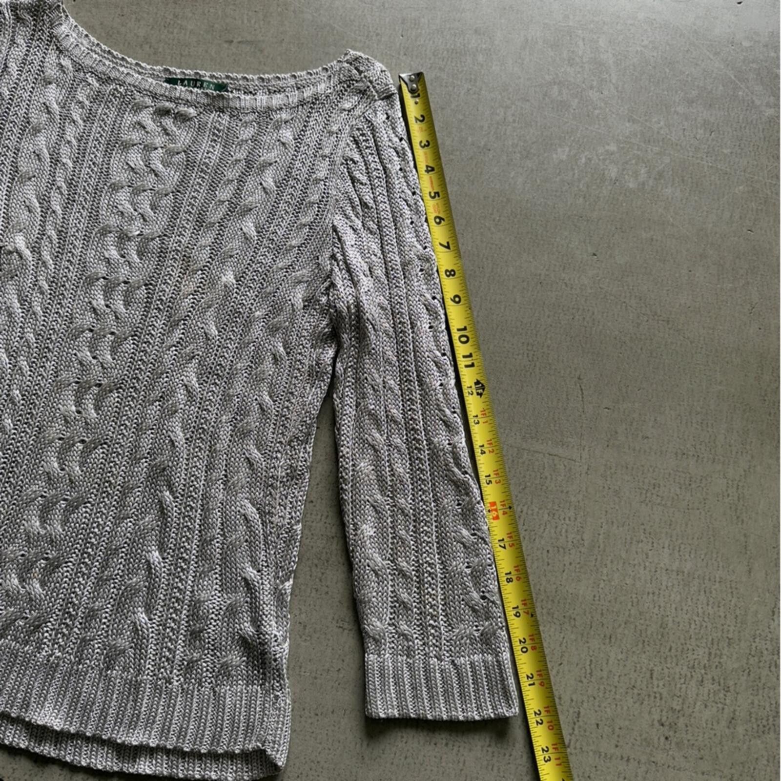 Lauren Ralph Lauren Lauren Ralph Lauren / Metallic Cable Knit Sweater / Silver Size L / US 10 / IT 46 - 3 Thumbnail