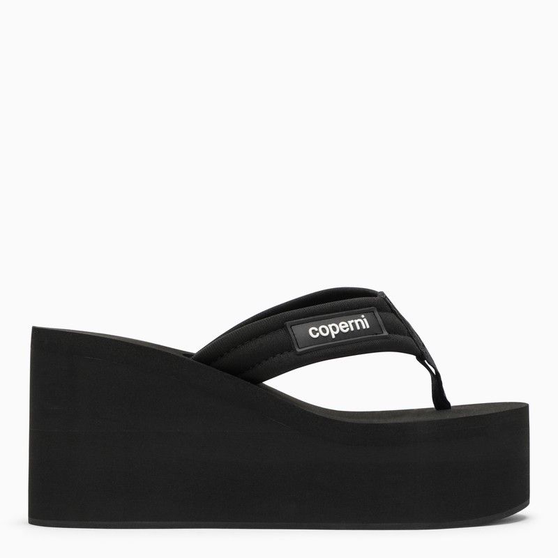 image of Coperni Black Wedge Sandal With Logo, Women's (Size 10)