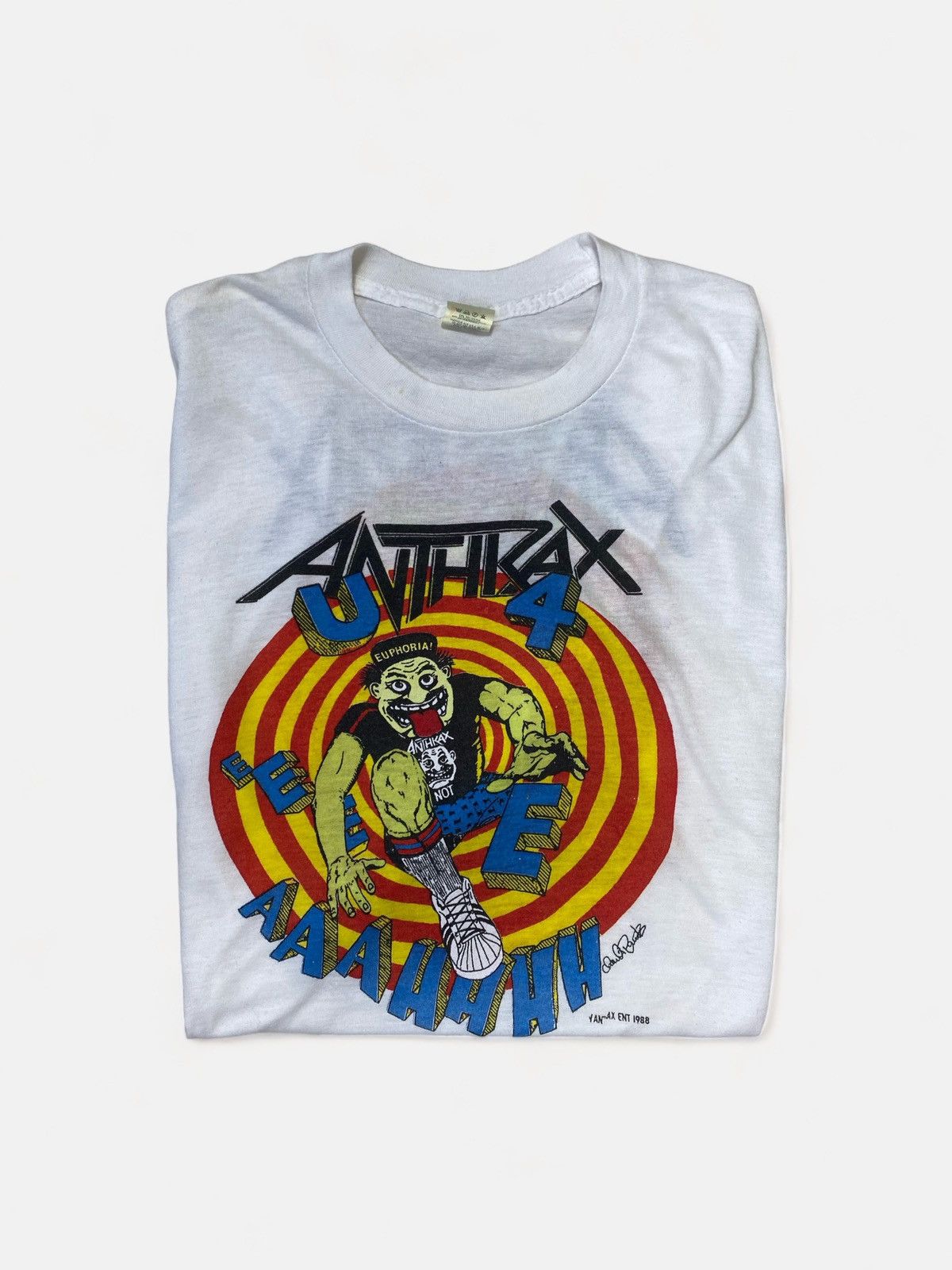 image of Band Tees x Rock T Shirt Anthrax - 1988 "euphoria" Brockum T-Shirt in White, Men's (Size Medium)