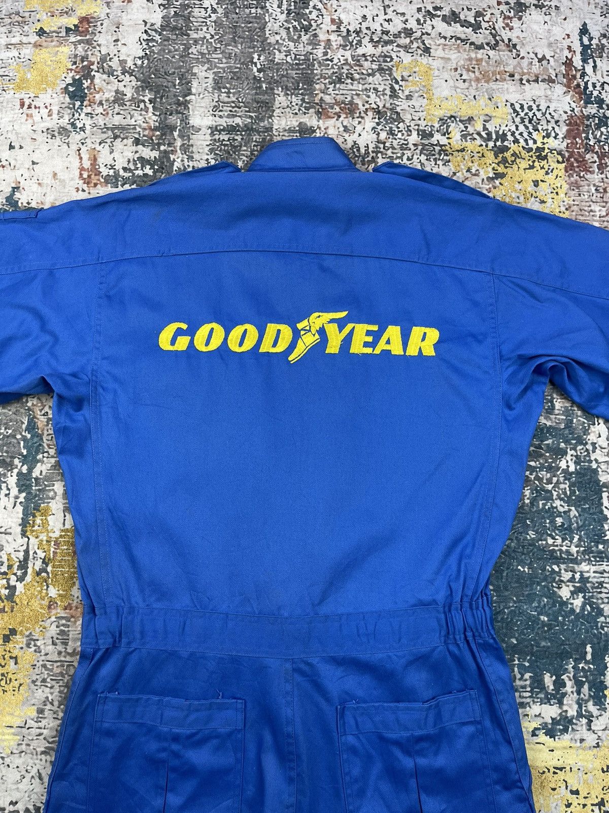 NASCAR Vintage Goodyear Back Hit Big Logo Mechanic Coveralls Size US 35 - 3 Thumbnail