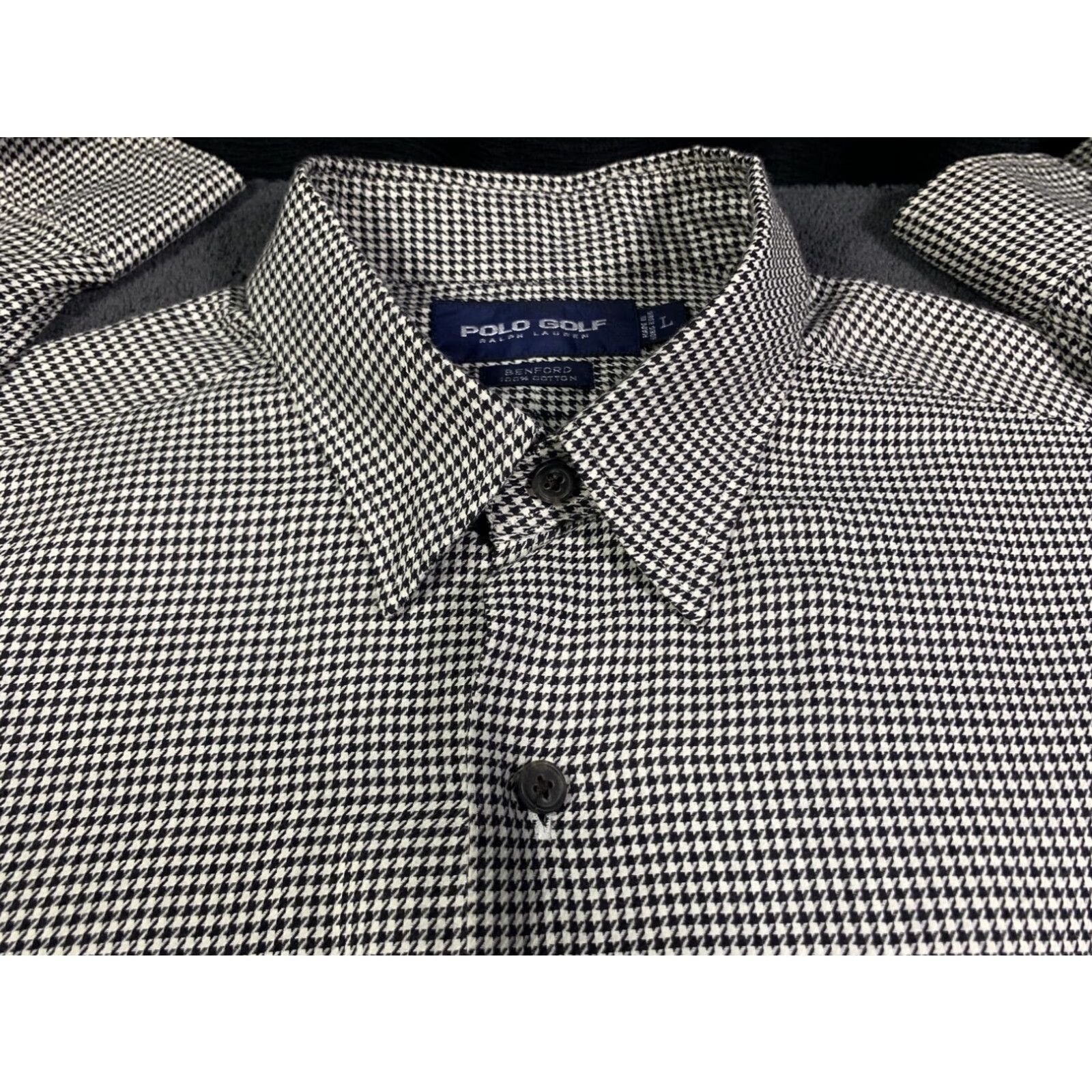 Polo Ralph Lauren Polo Ralph Lauren Button-Up Shirt Mens Large Long Sleeve Black White Houndstooth Size US L / EU 52-54 / 3 - 5 Thumbnail