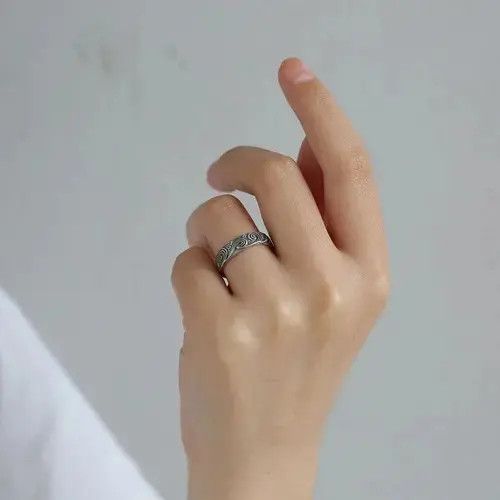 Jewelry × Vintage Retro Auspicious Wave Cloud Rings Size ONE SIZE - 2 Thumbnail