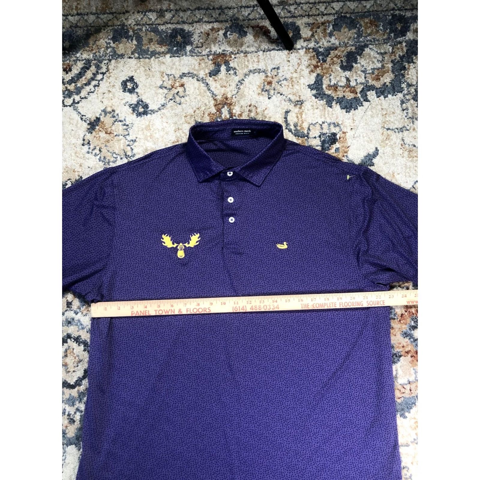 Vintage Southern Marsh Polo Shirt Mens L Purple Barstool Moose Print Short Sleeve Size US L / EU 52-54 / 3 - 7 Thumbnail