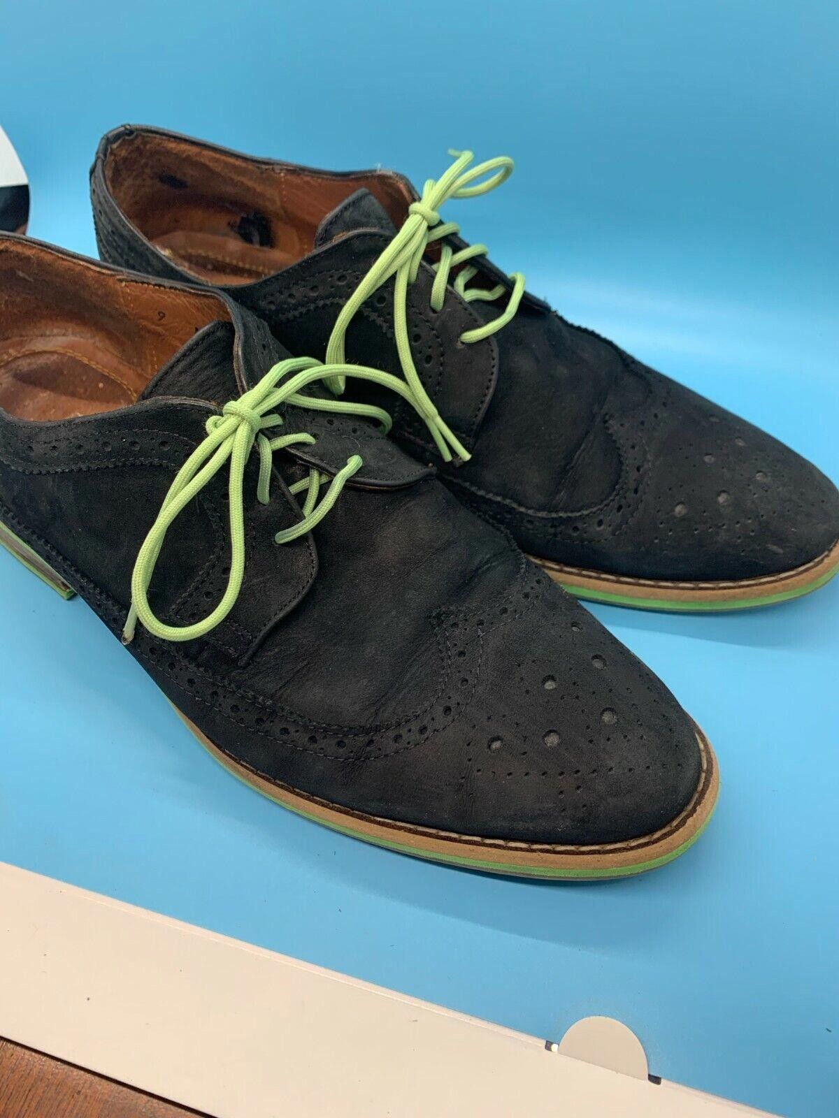J.D. Fisk J.D. Fisk Dark Navy Neon Green Trim Dario Wingtip Size 9 Size US 9 / EU 42 - 1 Thumbnail