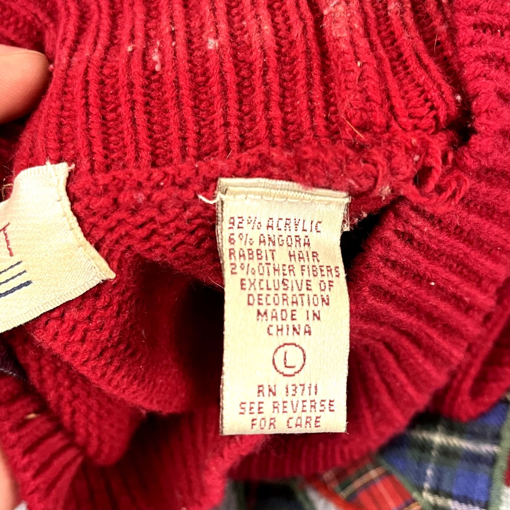 Vintage KAREN SCOTT Sweater Women Large Red Angora Blend Mock Neck Christmas Holiday Casual Workwear Knit Pullover Size L / US 10 / IT 46 - 7 Thumbnail