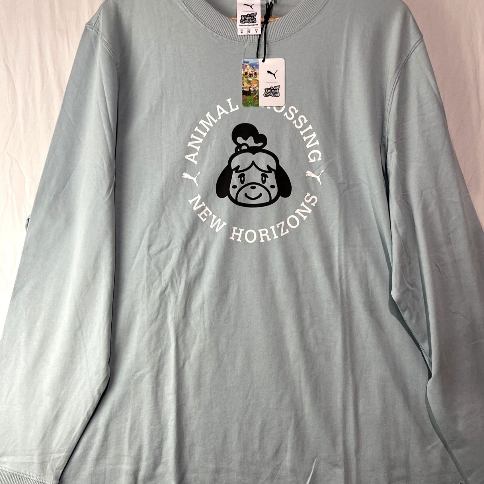 Puma PUMA Horizons Animal Crossing Shirt Mens XL Long Sleeve Graphic Print Blue Cotton Crew Neck Logo Size US XL / EU 56 / 4 - 2 Thumbnail