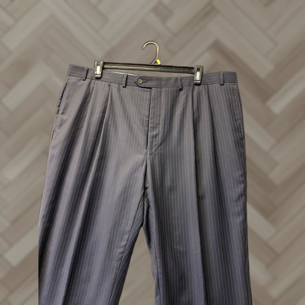 Ralph Lauren Ralph Lauren Dress Pants Mens 42x30 Wool Black Striped Pleated Straight Leg Front Zipper Zip Pockets City USA Vintage: No (if any) Size US 42 / EU 58 - 1 Thumbnail