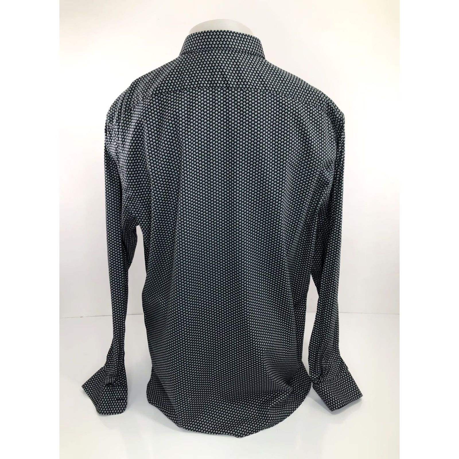 John Varvatos JOHN VARVATOS Shirt Geometric 2XL Black / Green / White Long Sleeve Button-Up Mens Size US XXL / EU 58 / 5 - 5 Thumbnail
