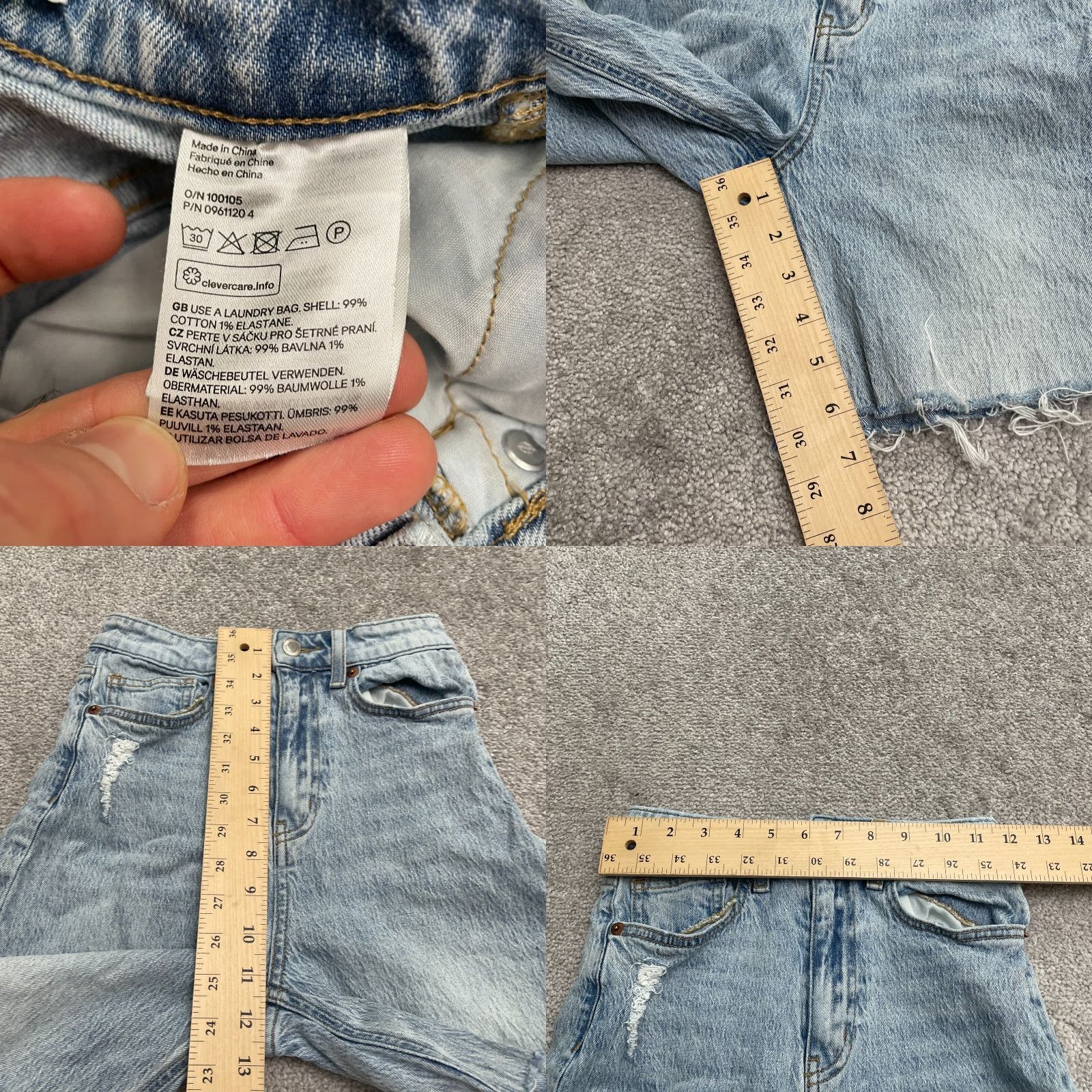 H&M H&M Distressed High Rise Denim Shorts Womens 2 Blue Light Wash Stretch Casual Size 26" / US 2 / IT 38 - 8 Thumbnail