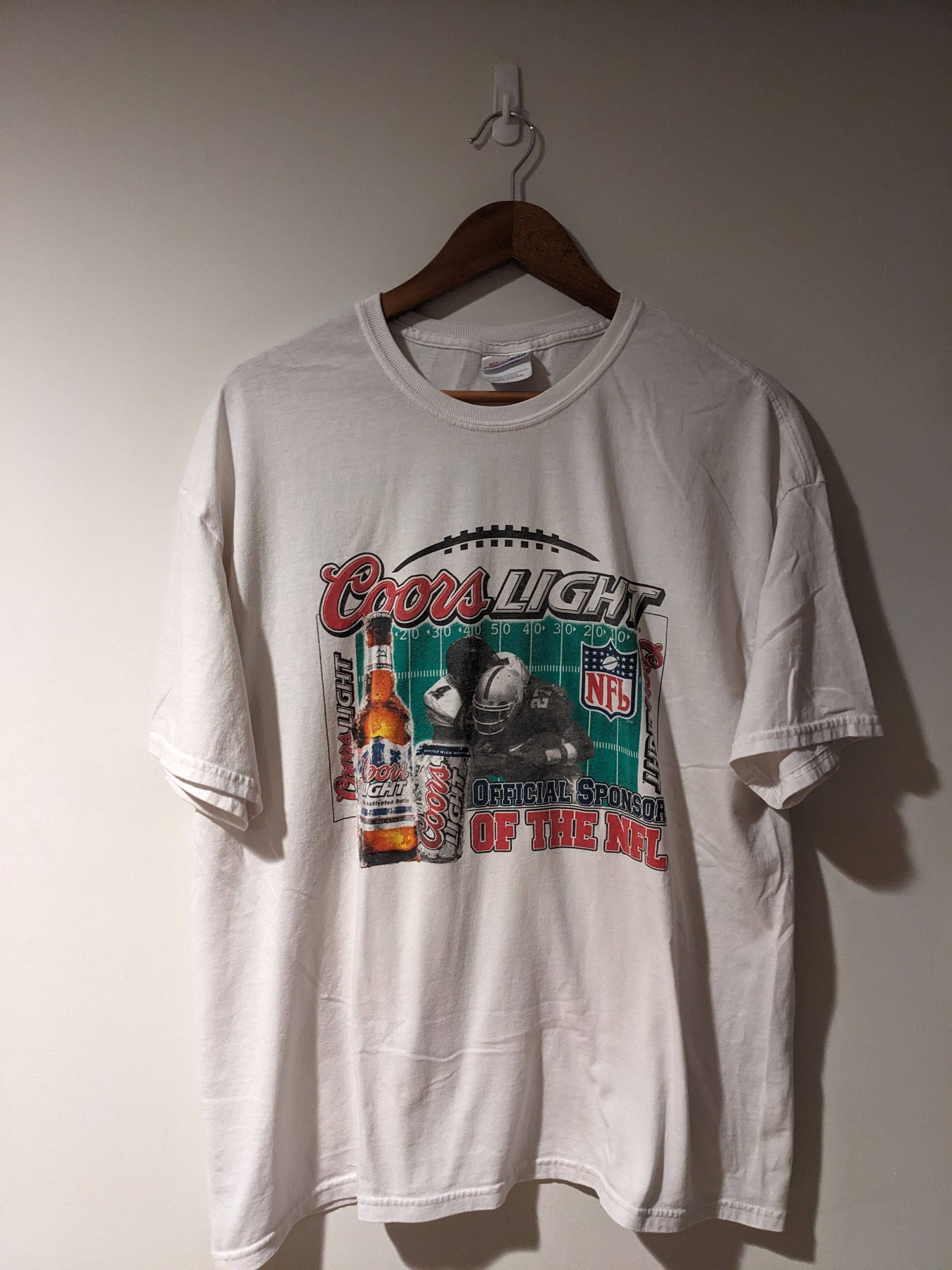 Vintage Coors Light NFL Football Beer Sponsor T-shirt White