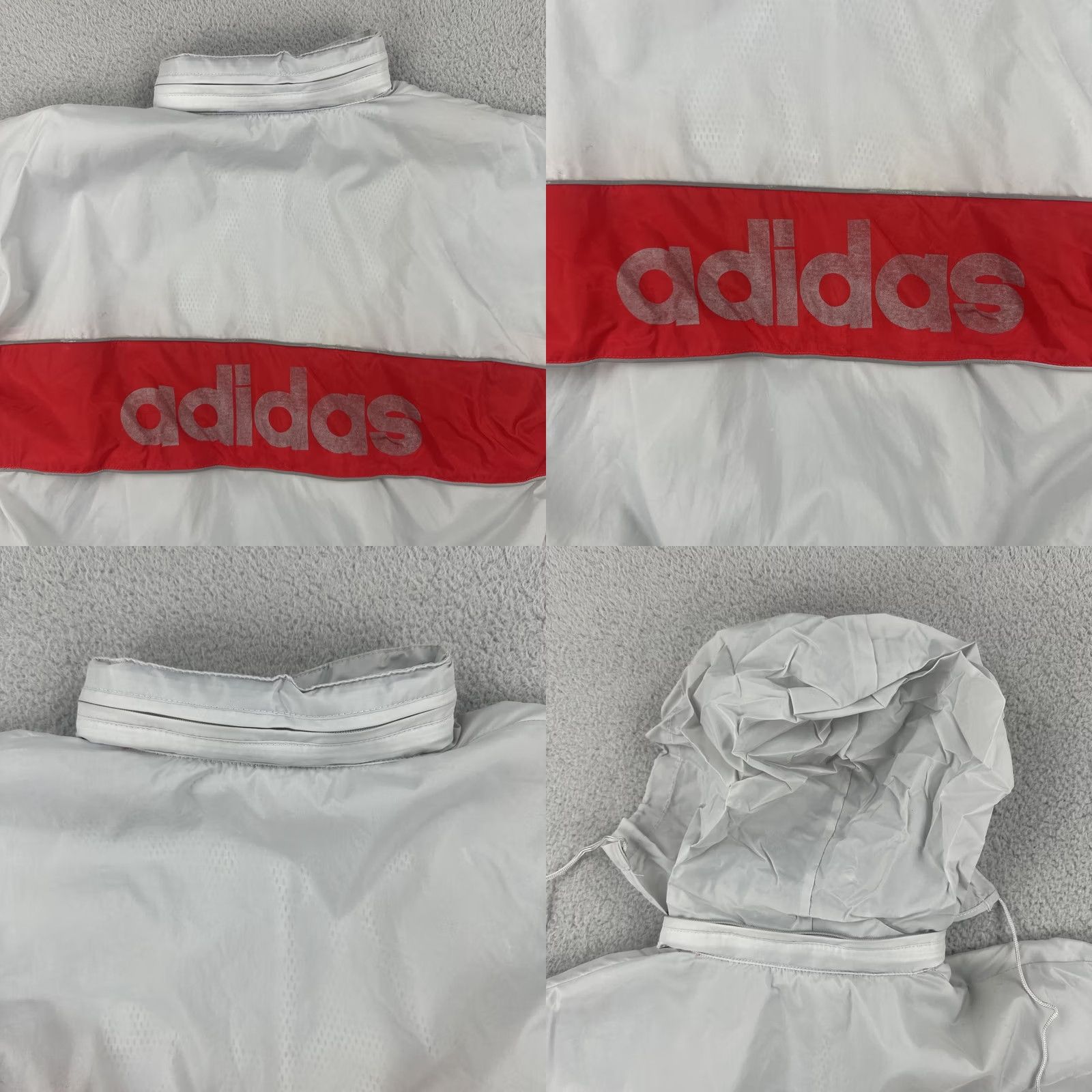 Adidas VINTAGE Adidas Windbreaker Shirt Unisex Adults M Gray 90s Big Logo Spell Out Stowaway Hood EUC Size US M / EU 48-50 / 2 - 11 Thumbnail