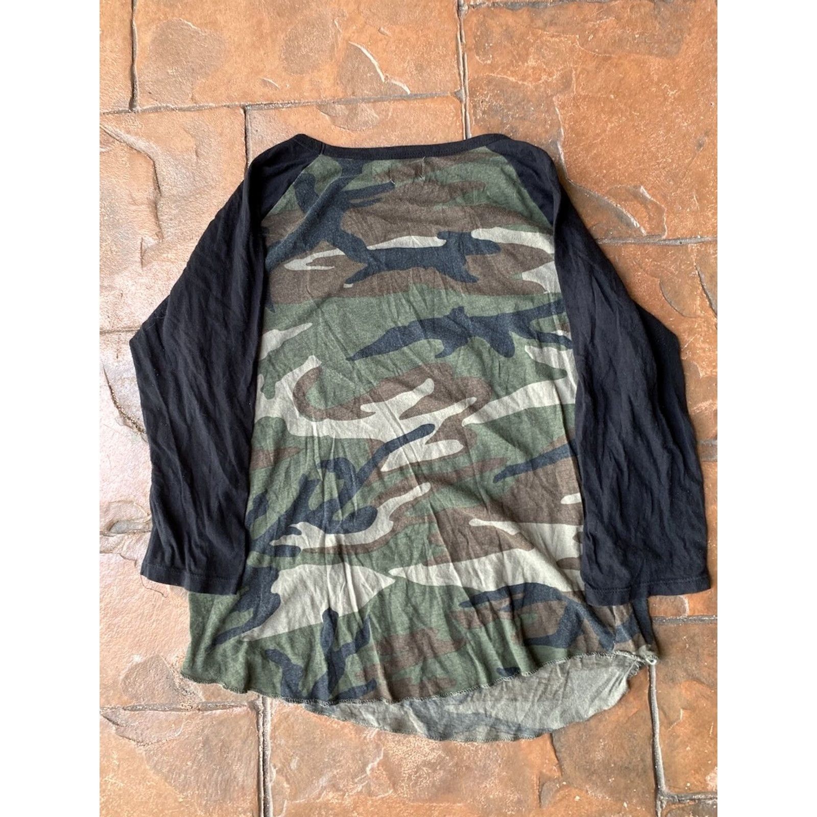 Vintage Denim & Supply Ralph Lauren Camo Cow Skull Raglan Shirt Womens Small Size S / US 4 / IT 40 - 3 Thumbnail