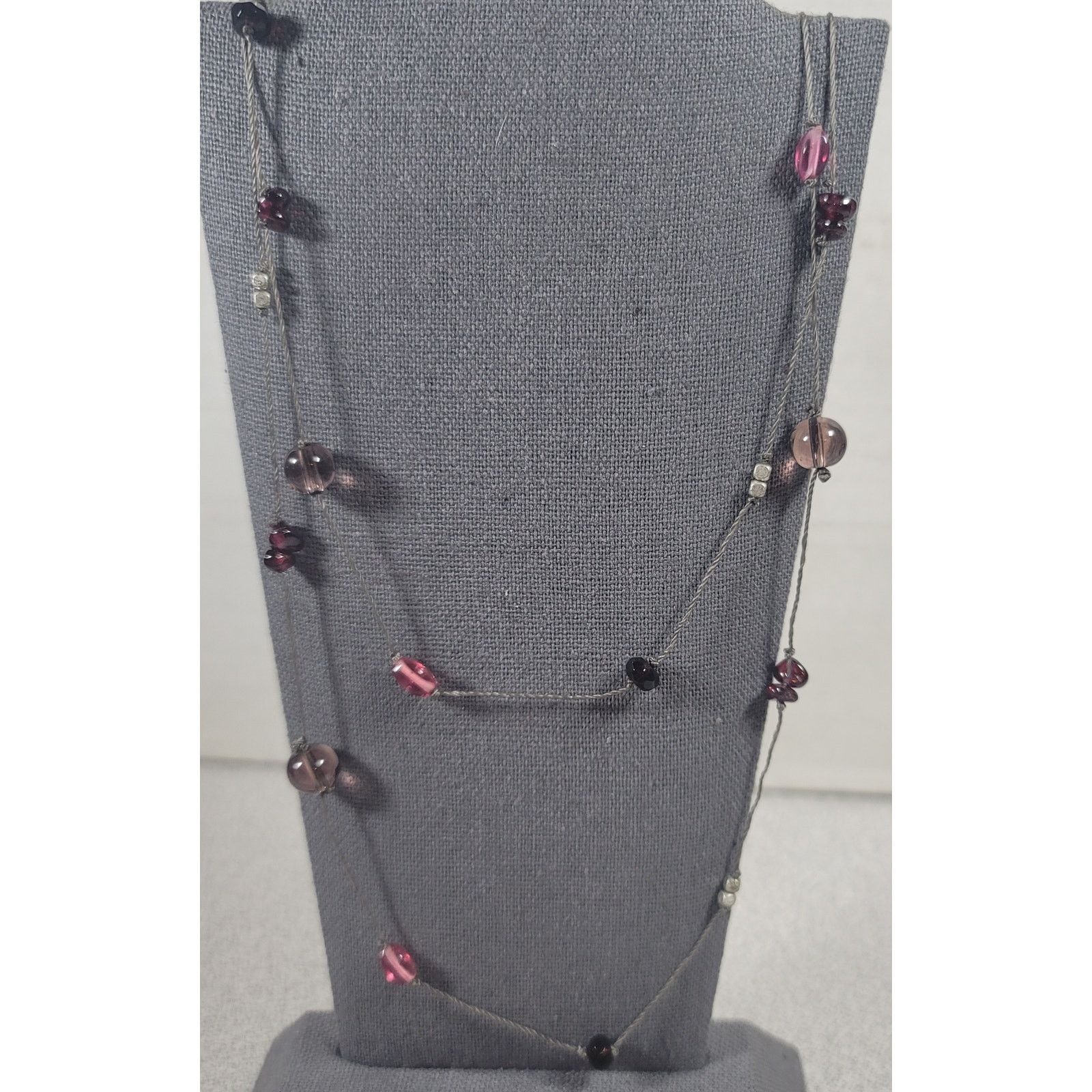 Other Pink Amber Colored Beads Hand Strung 23" Necklace Delicate Size ONE SIZE - 1 Thumbnail