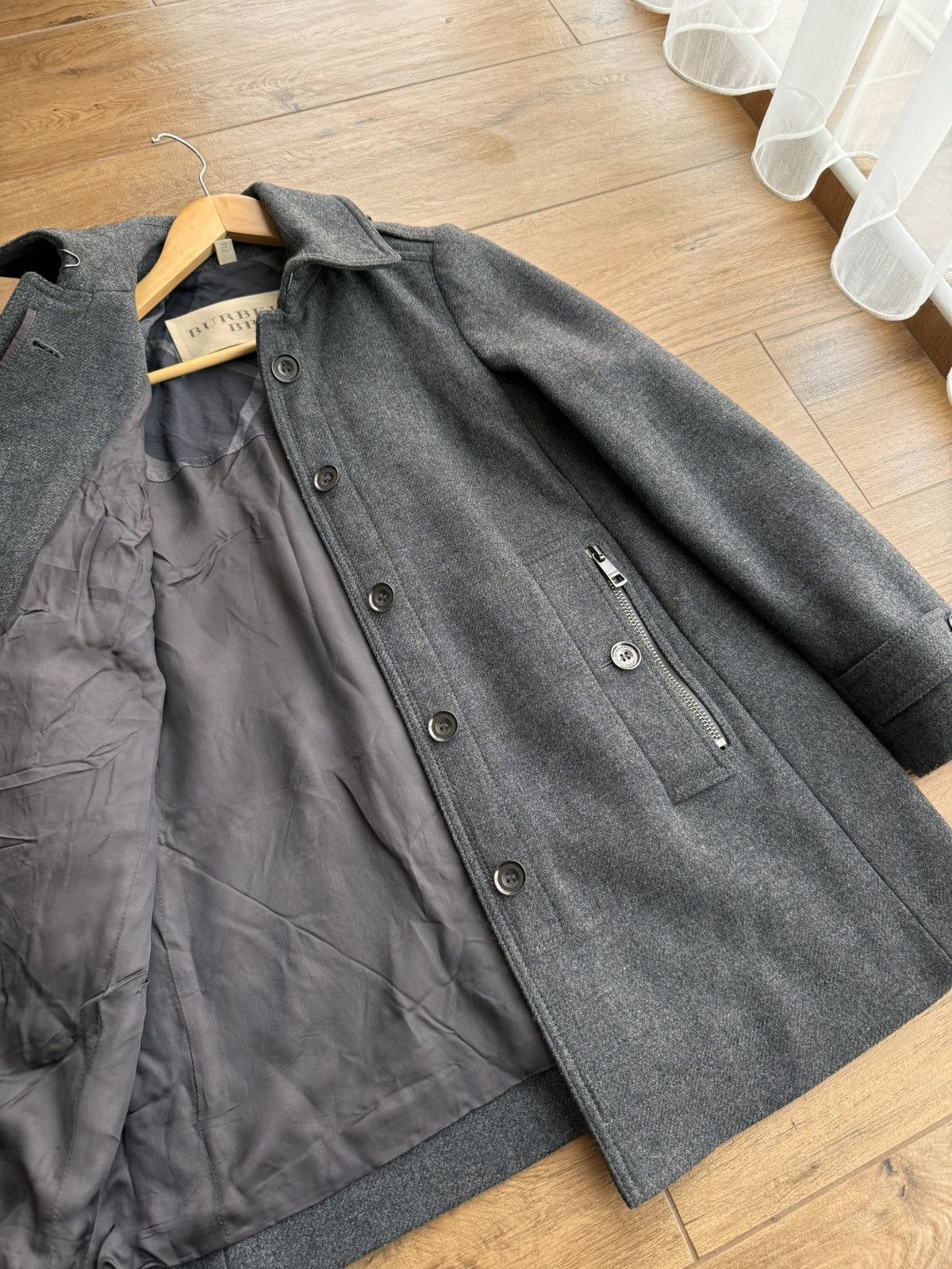 Burberry × Vintage Vintage Burberry Brit Luxury W’ Wool Grey Blend Peacoat Size S / US 4 / IT 40 - 12 Thumbnail