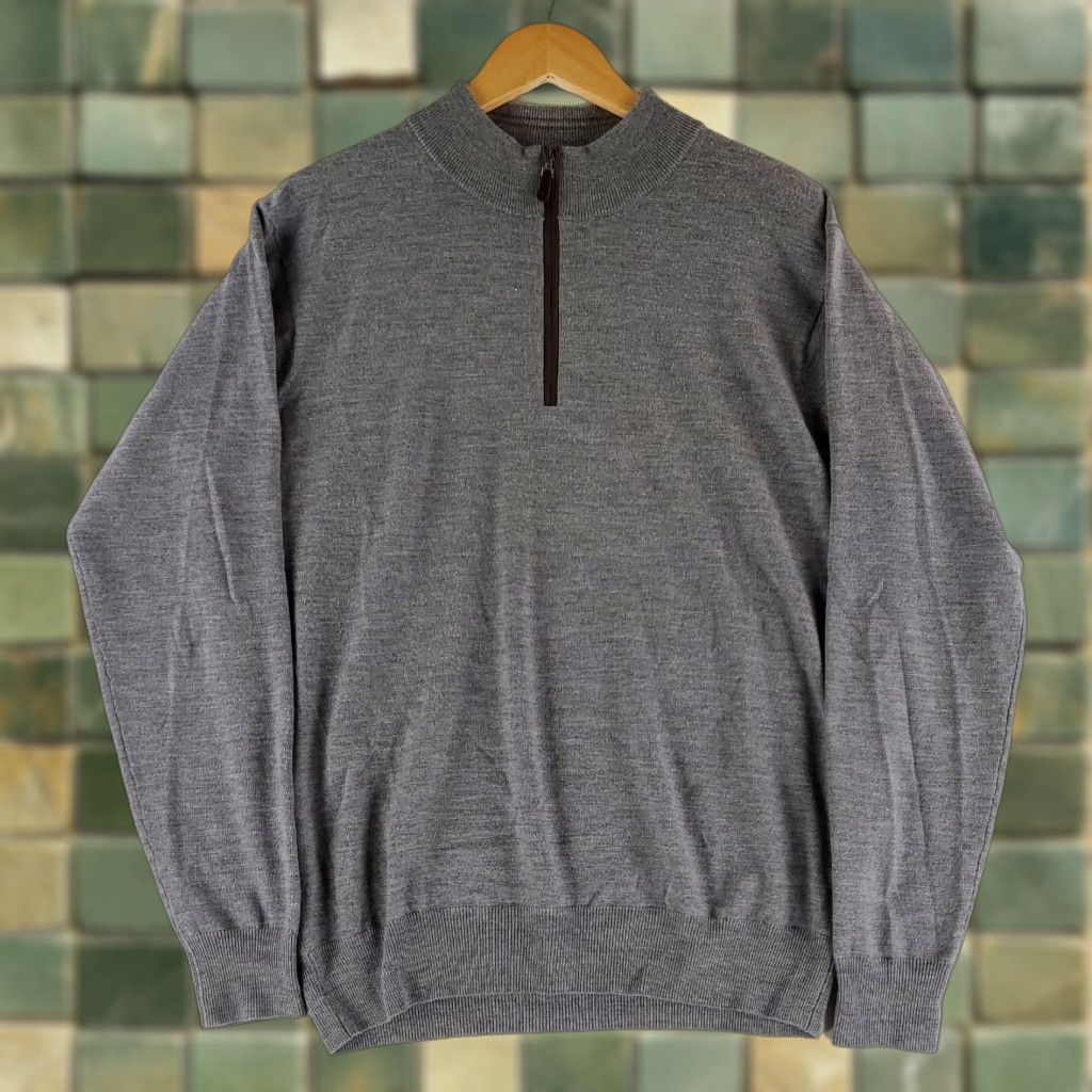 Peter Millar Peter Millar Crown Soft 100% Merino Wool 1/4 Zip Pullover Sweater Gray Mens L Size US L / EU 52-54 / 3 - 1 Thumbnail
