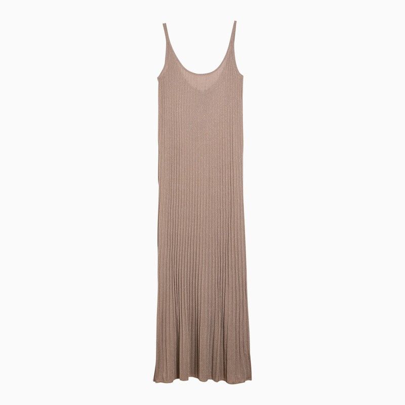image of Max Mara Pianoforte Light Yellow Long Dress With Lurex In Viscose, Women's (Size Medium)