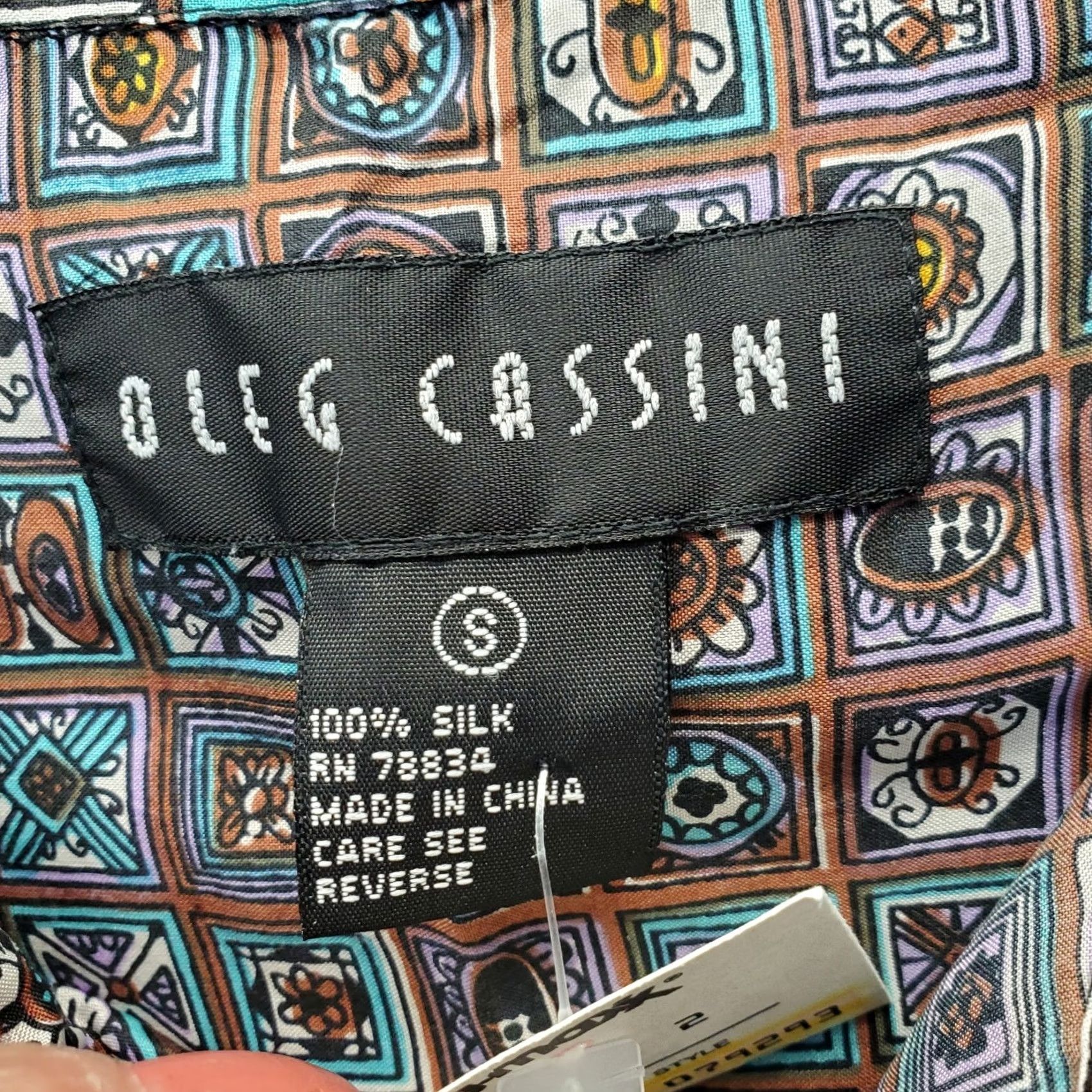 Oleg Cassini Oleg Cassini Shirt Mens Small Multicolor Mosaic Pattern Pocket Collared Button Down Size US S / EU 44-46 / 1 - 4 Thumbnail