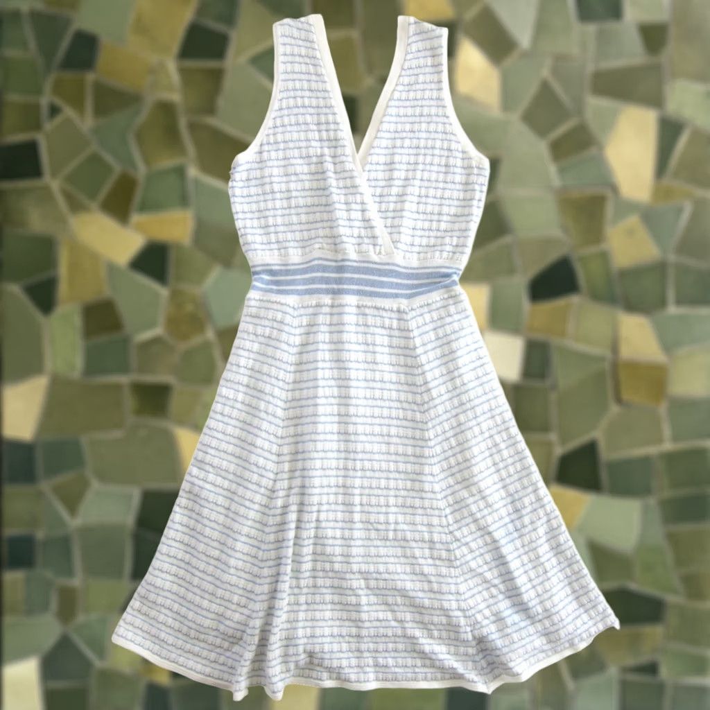 Vintage Lili Sidonio Blue White Sparkle Striped Sleeveless Stretch Knitted Tank Dress M Size M / US 6-8 / IT 42-44 - 1 Thumbnail