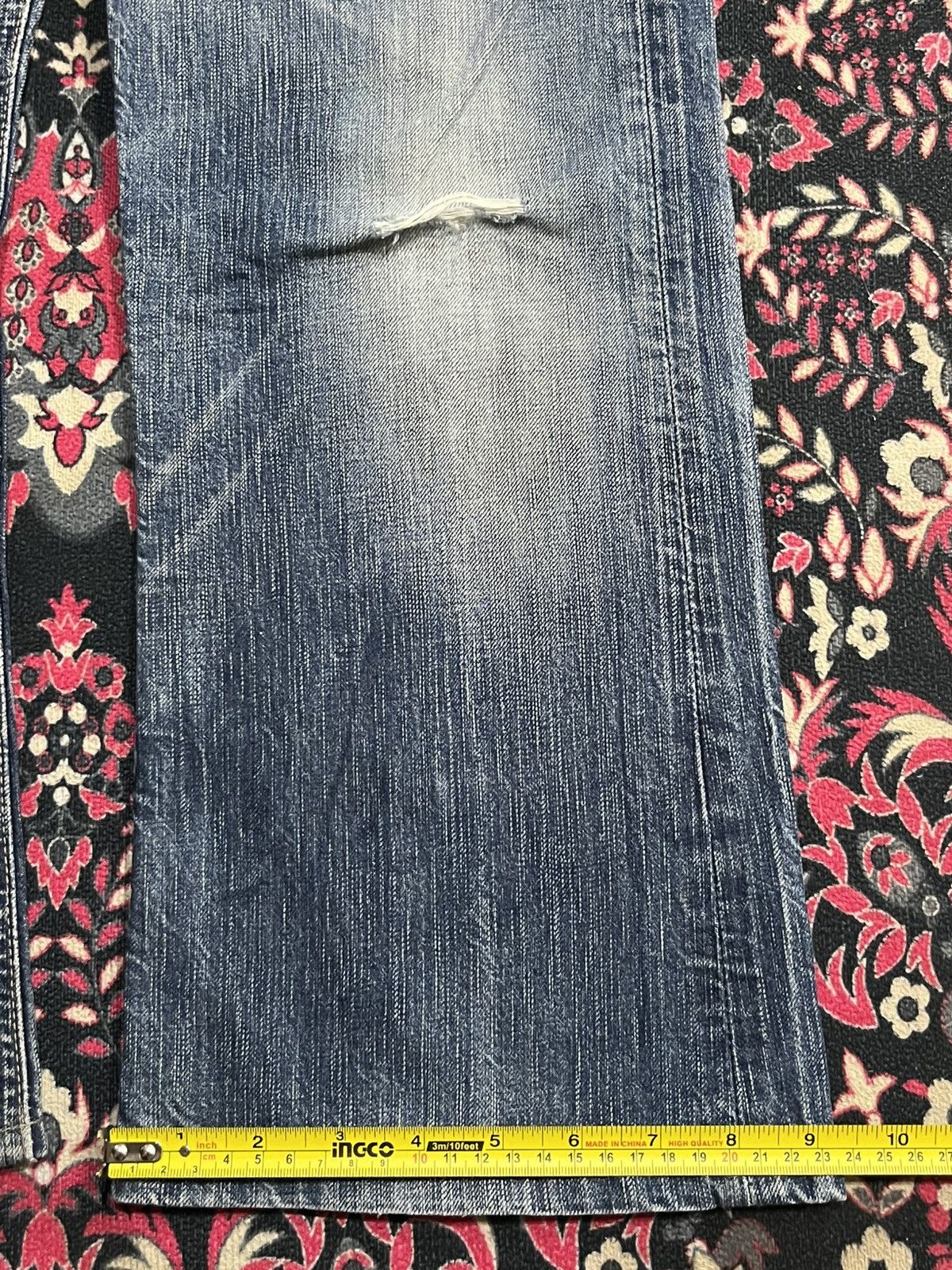 Edwin Edwin 503 Blue Trip Blue Faded Washed Ripped Flare Jeans Size US 32 / EU 48 - 15 Thumbnail