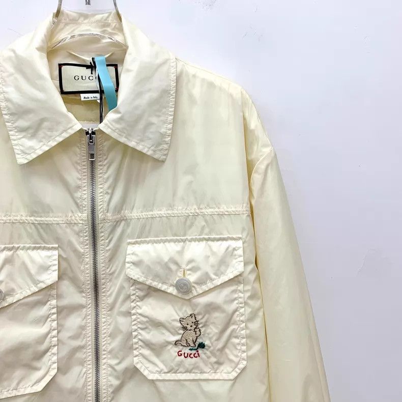 Gucci Gucci Beige cat letter embroidery lapel zipper long-sleeve Size S / US 4 / IT 40 - 3 Thumbnail
