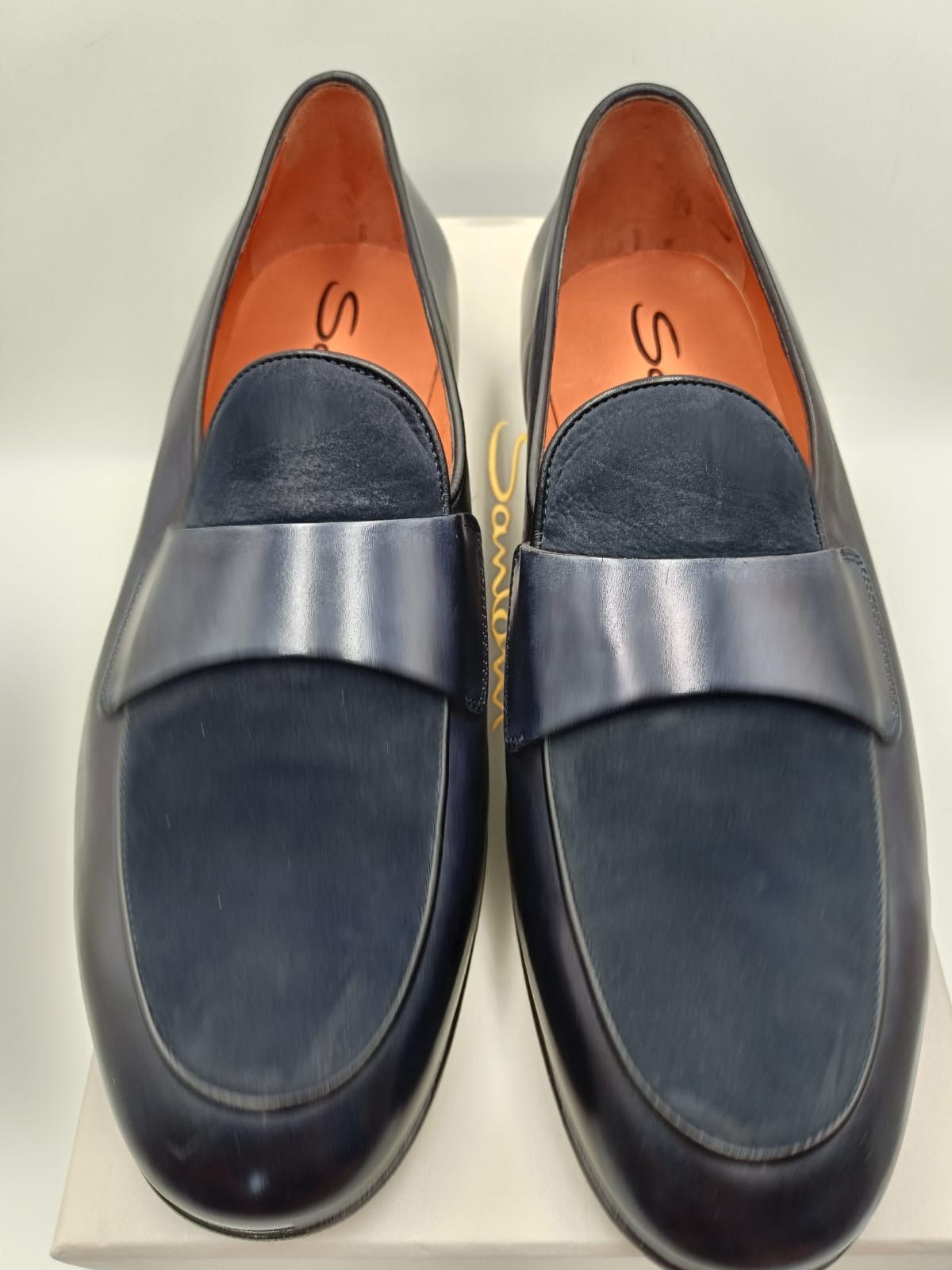 Santoni Santoni Blue Suede & Leather Loafers Size US 9.5 / EU 42-43 - 6 Thumbnail