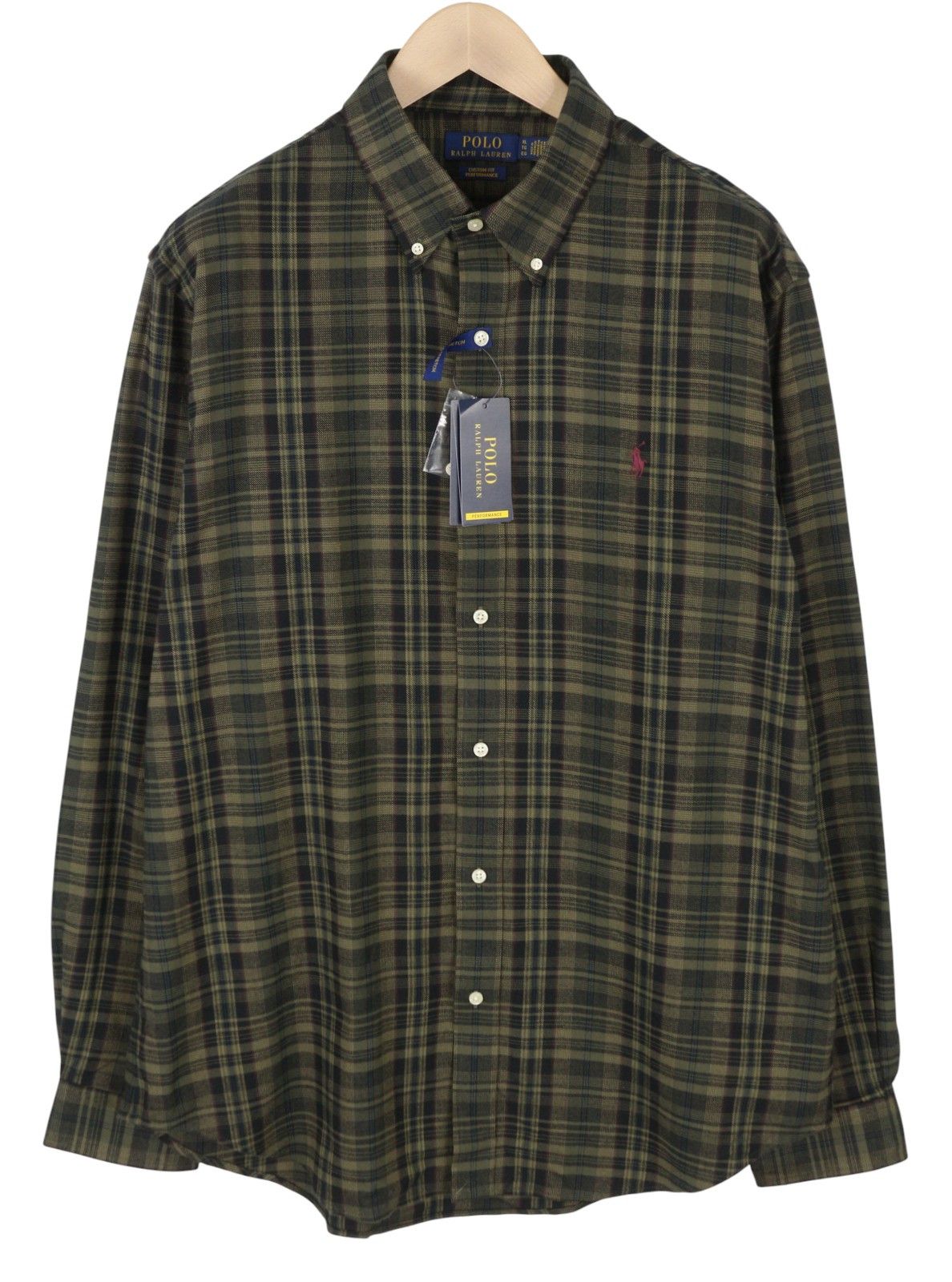 Ralph Lauren XL Green Flannel Plaid Custom Fit Button-Down 87034 Size US XL / EU 56 / 4 - 2 Thumbnail