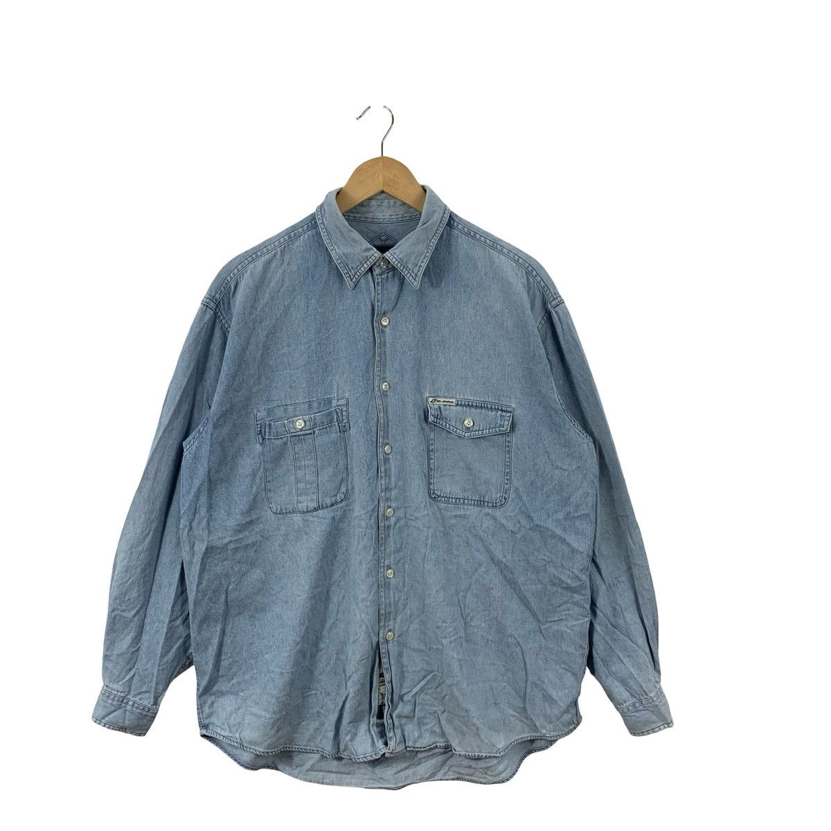 Mr. Junko Vintage Mr.JUNKO Light Wash Denim Work Shirt Button Up Size US L / EU 52-54 / 3 - 4 Thumbnail