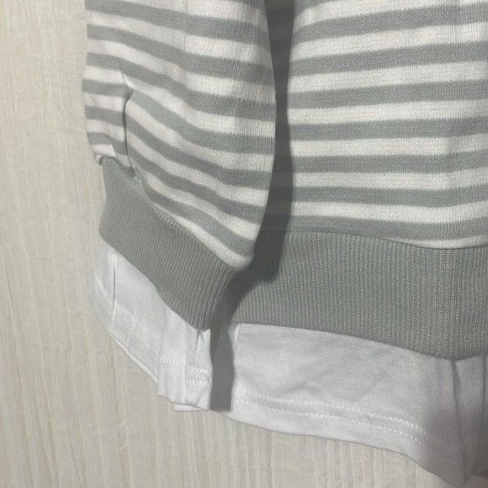 Nordstrom Cali Be Gray Striped Layered Oversized Sweatshirt New Medium Size M / US 6-8 / IT 42-44 - 3 Thumbnail