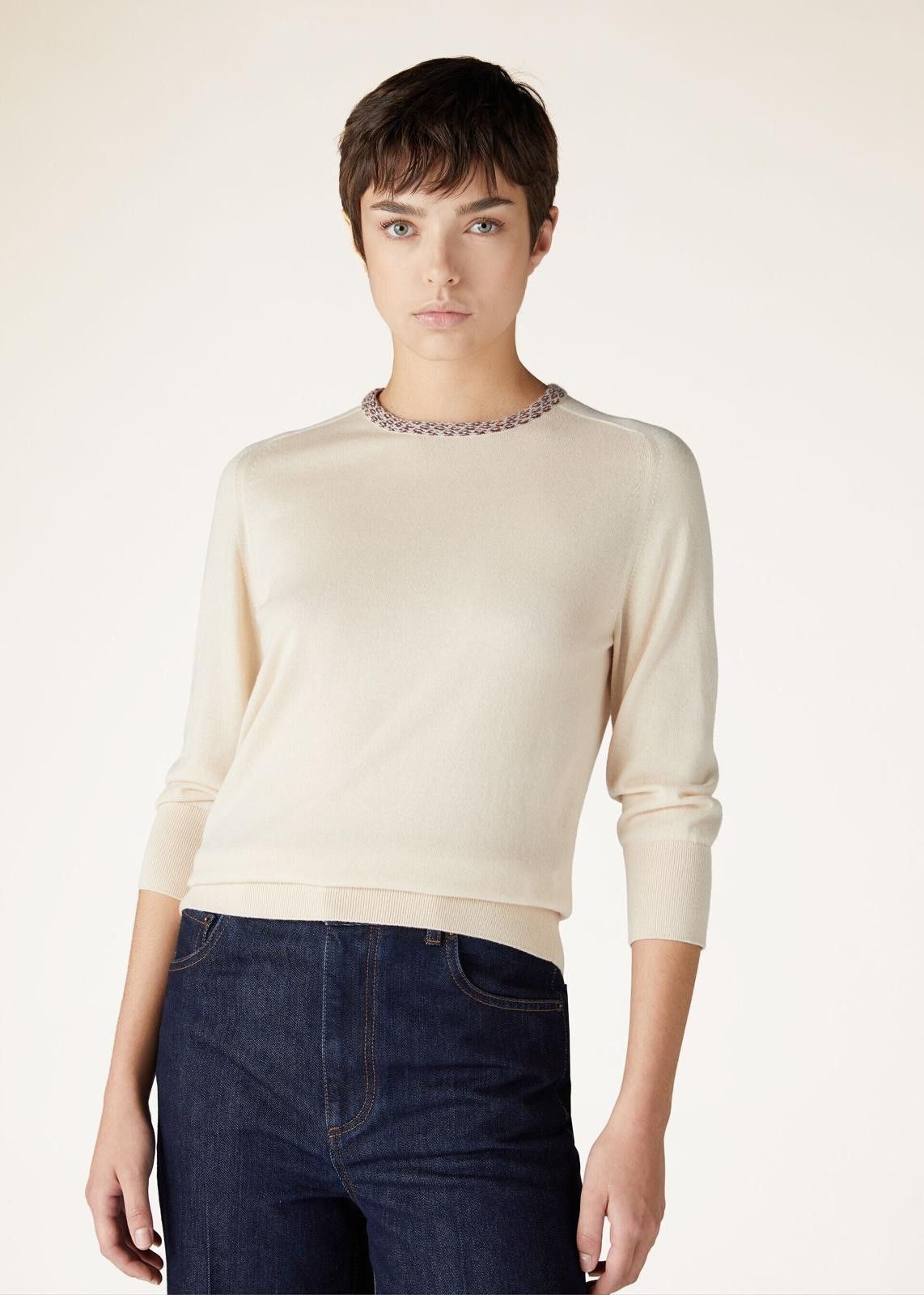 Loro Piana o1srvl11e0125 FAO1842 Ishikari Crewneck Sweater in Ivory Size S / US 4 / IT 40 - 5 Thumbnail