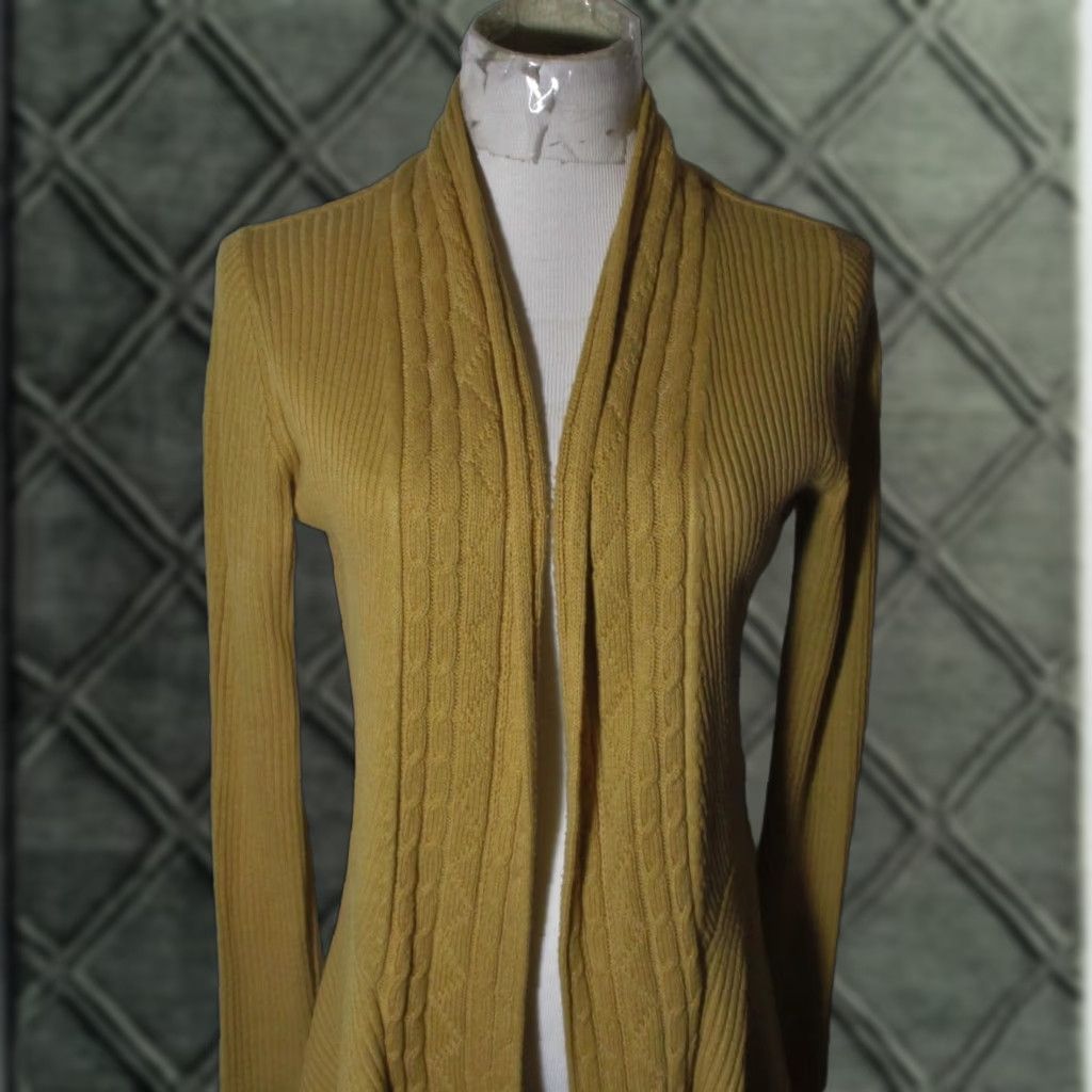 Vintage DRESSBARN Cardigan Tunic Sweater Women's S Tan Cotton Blend All Seasons Long Sleeve Casual Womens Size S / US 4 / IT 40 - 1 Thumbnail
