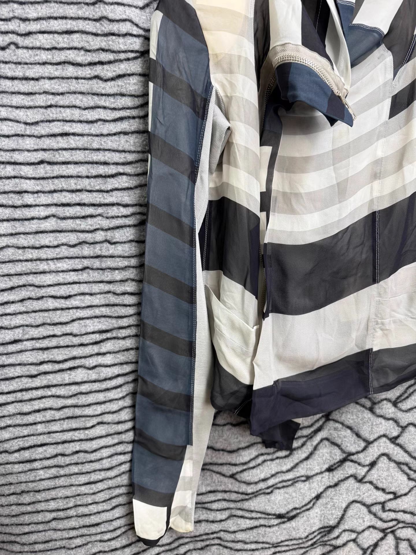 Rick Owens Rick Owens Mesh Stripe Biker Jacket K20 Size XS / US 0-2 / IT 36-38 - 2 Thumbnail
