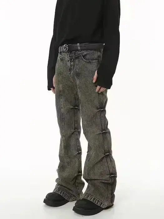 Japanese Brand Grunge Stack Washed Gray Denim Jeans Size US 32 / EU 48 - 5 Thumbnail