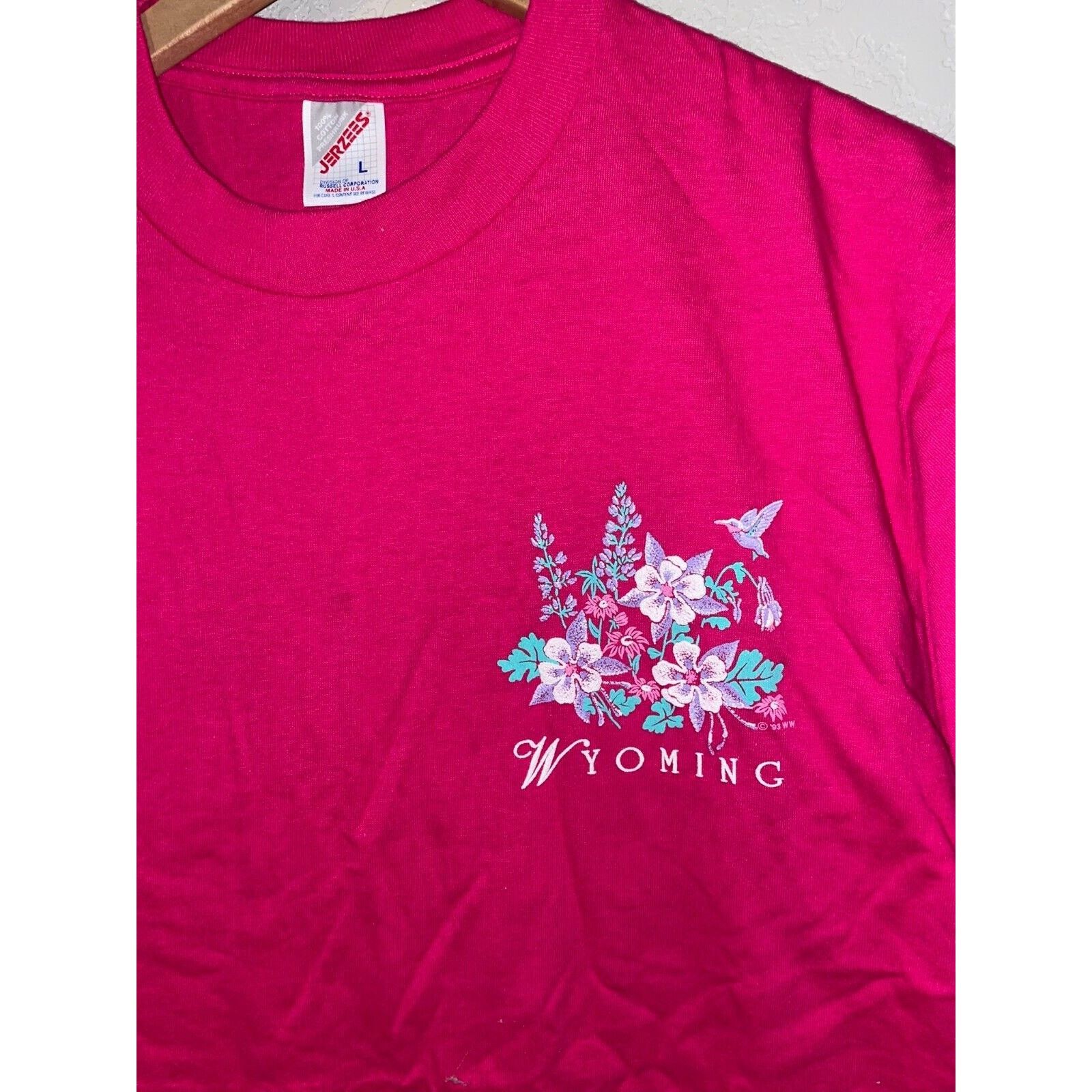 Jerzees Vintage Wyoming Shirt Destination Flower Pink Shirt Large WY Size US L / EU 52-54 / 3 - 2 Thumbnail