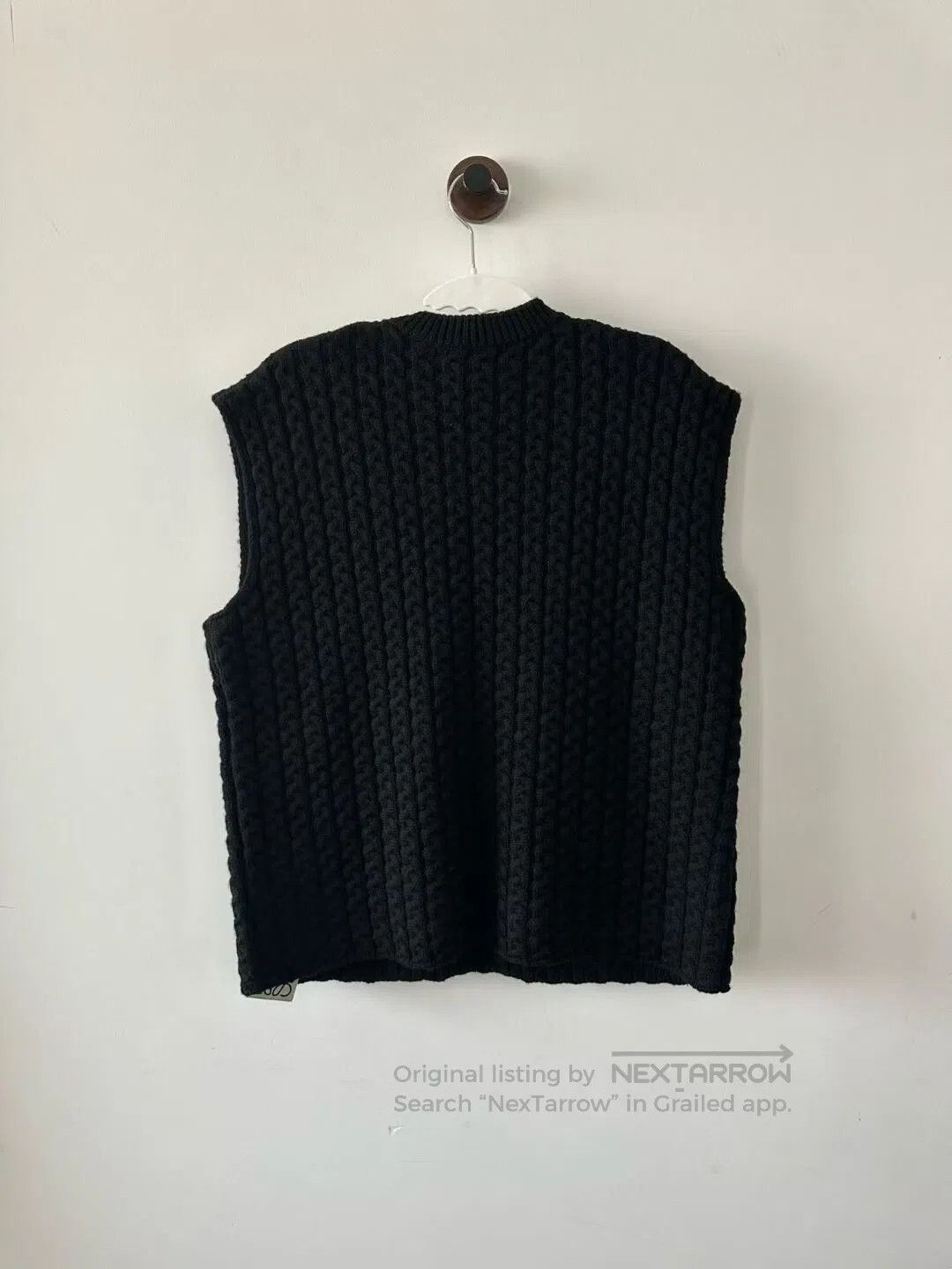 Loewe Loewe Black Cable Knit Large Logo Wool Vest| Size XS / US 0-2 / IT 36-38 - 2 Thumbnail