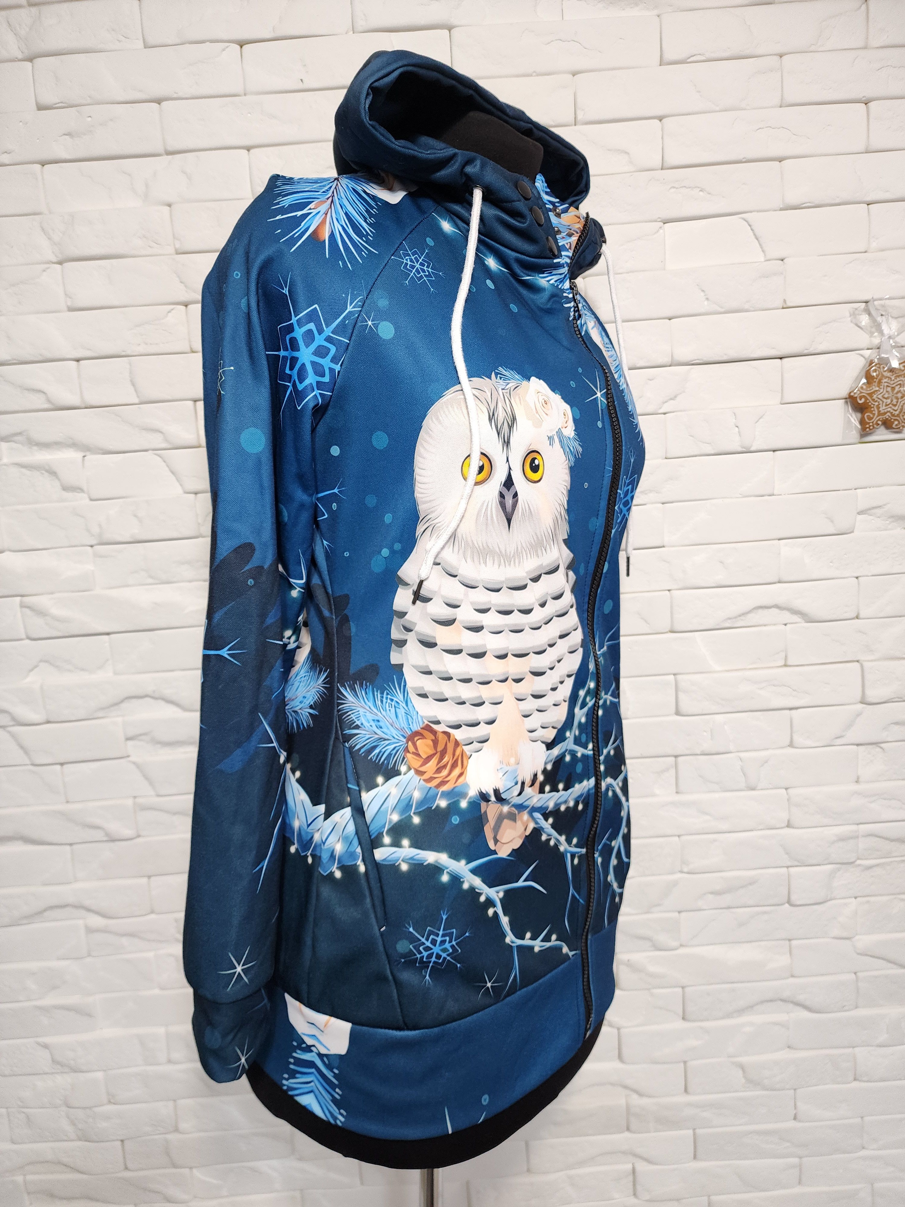 Other Sports Jacket: Women's Blue Blazer With Print. Size M / US 6-8 / IT 42-44 - 3 Thumbnail