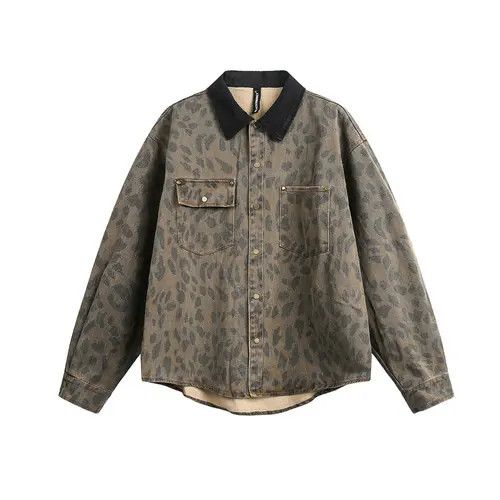 Other Leopard Print Denim Shirt with Black Collar Size US L / EU 52-54 / 3 - 3 Thumbnail