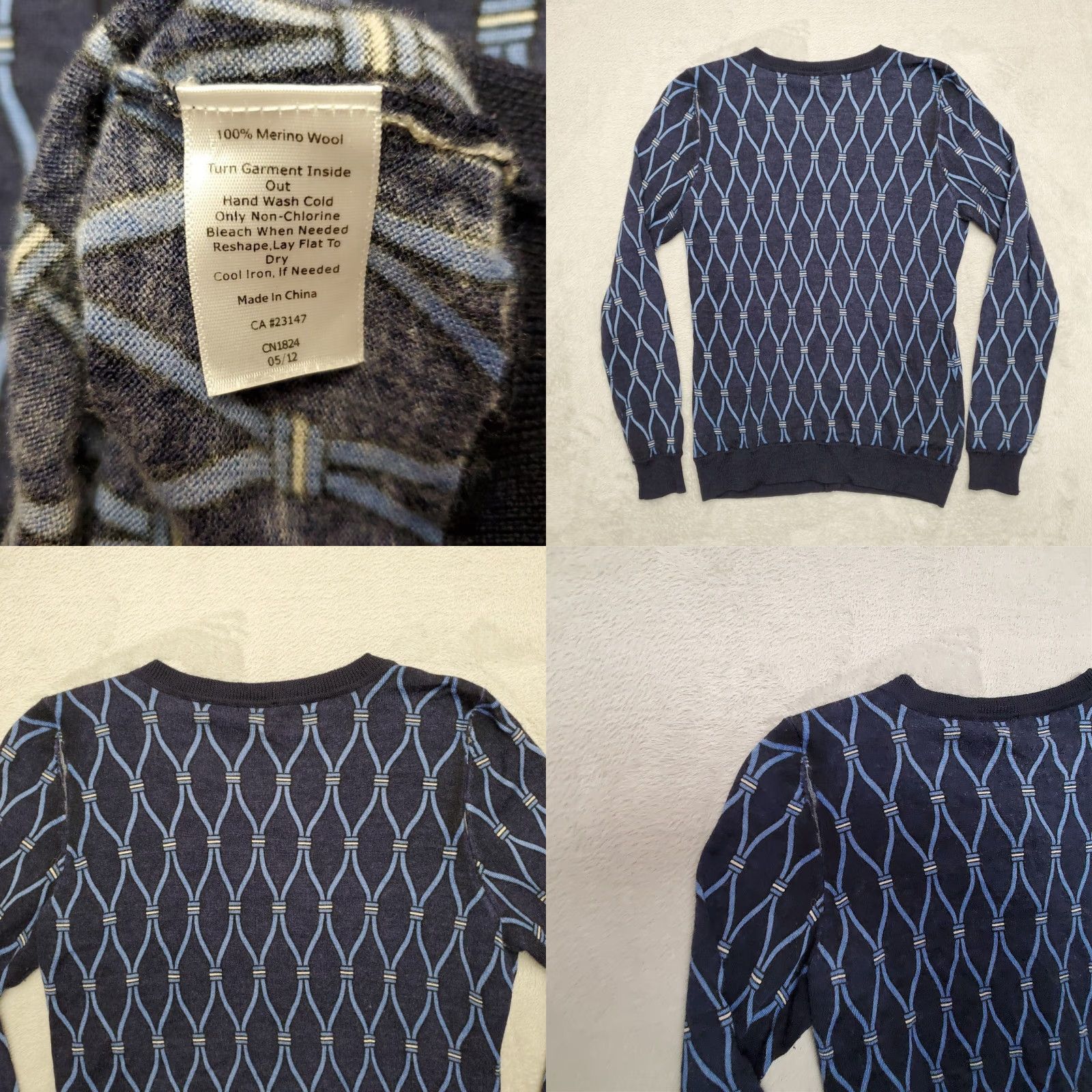 Talbots VINTAGE Talbots Sweater Cardigan Womens Small Blue 100% Merino Wool Button Geometric Knit Casual Womens Size S / US 4 / IT 40 - 8 Thumbnail