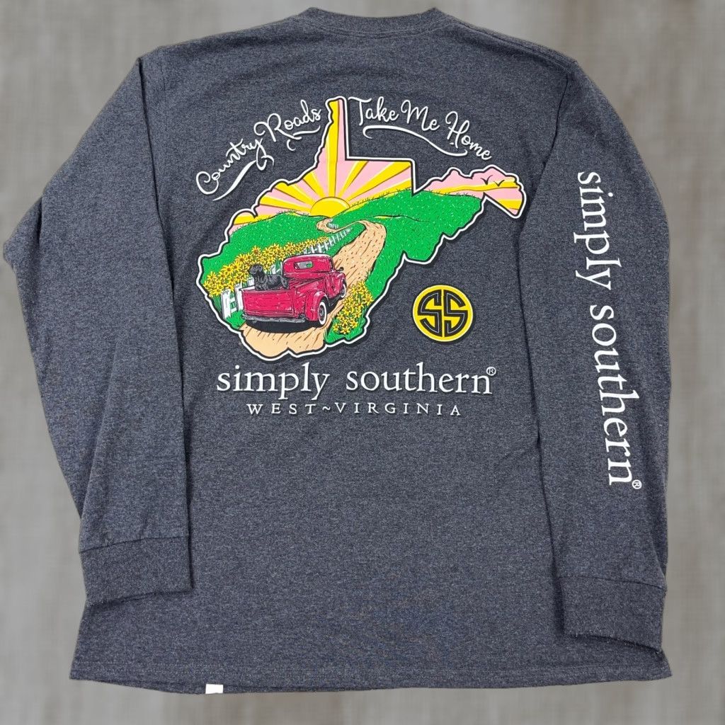Country Road Simply Southern Gray Long Sleeve Shirt Women Medium Country Roads Vintage Tee Size M / US 6-8 / IT 42-44 - 1 Thumbnail