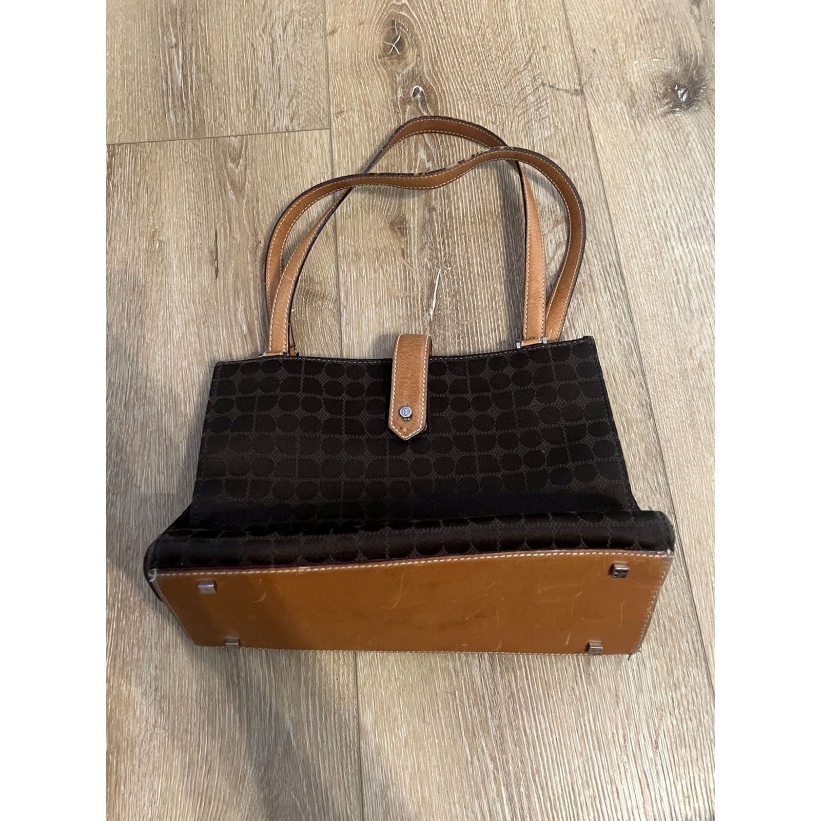 Vintage kate spade new york Shoulder Bag Womens Small Brown Canvas Purse Light Brown Trim 11x8 Documents: None Size ONE SIZE - 2 Thumbnail