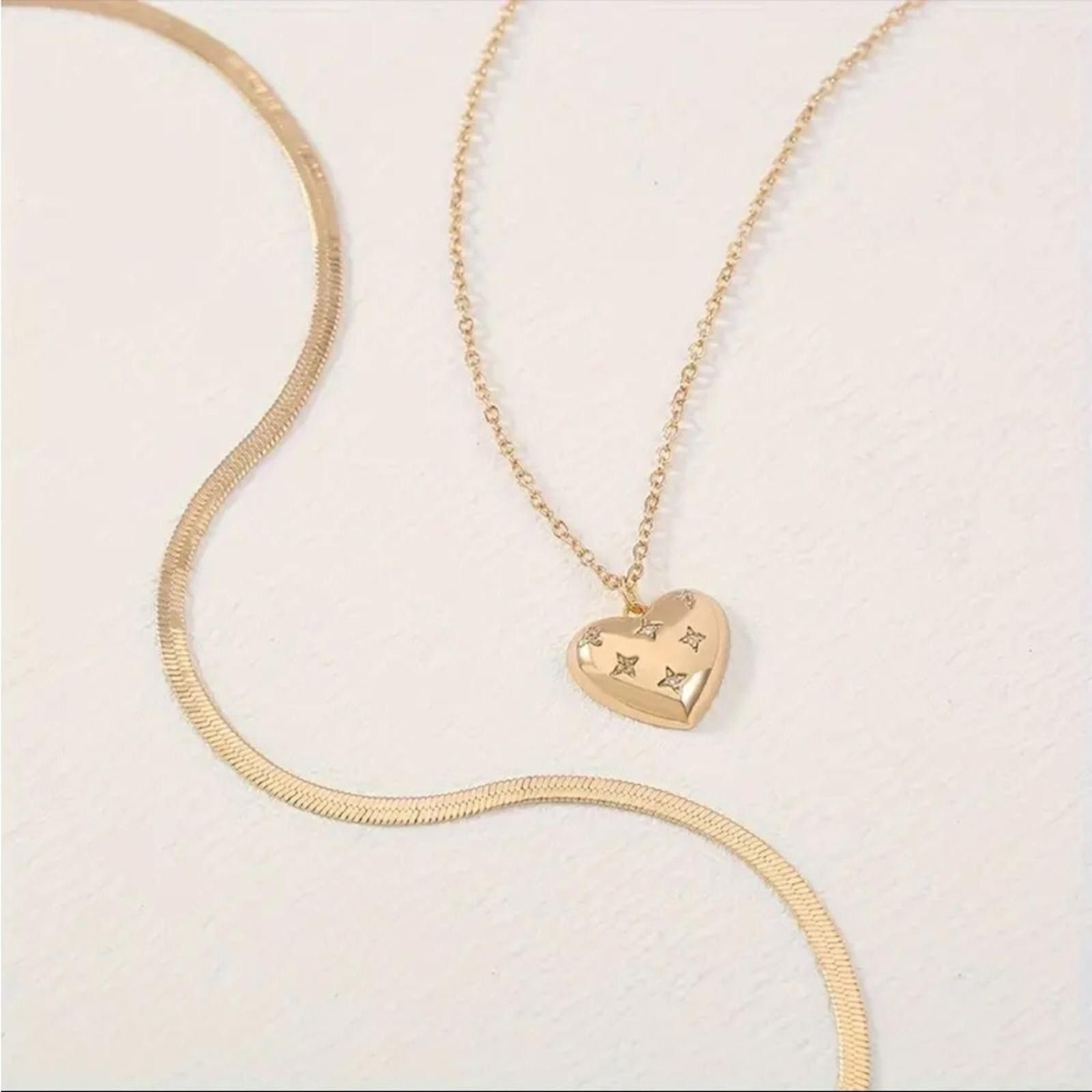 Designer Womens Necklace Heart Pendant 18K Gold Plated Stainless Size ONE SIZE - 4 Thumbnail