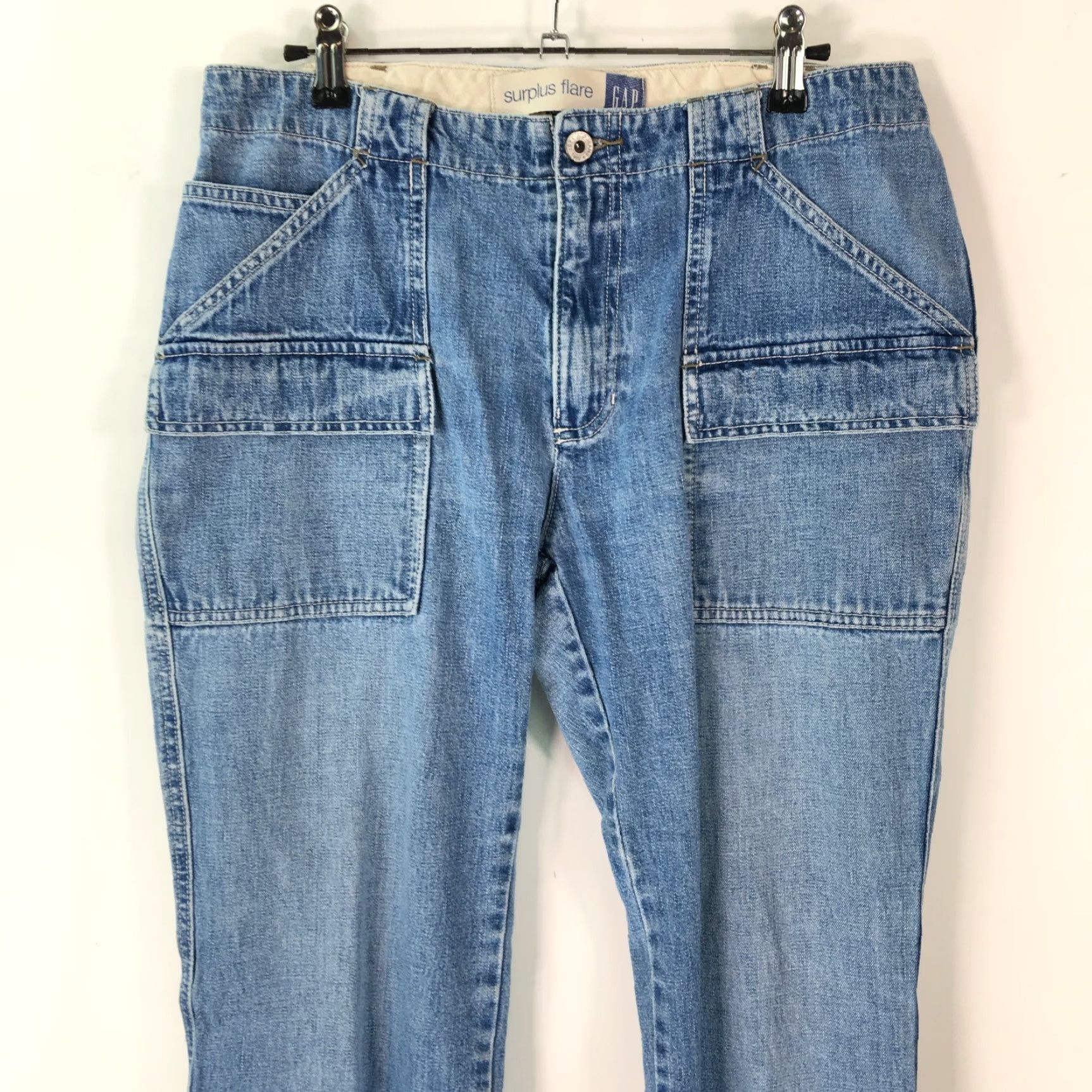 Gap VINTAGE Gap 1969 Denim Jeans Wide-Leg Womens Size 10 Blue 32x32 90s Bohemian Retro Distressed- Free? Size 32" / US 10 / IT 46 - 2 Thumbnail