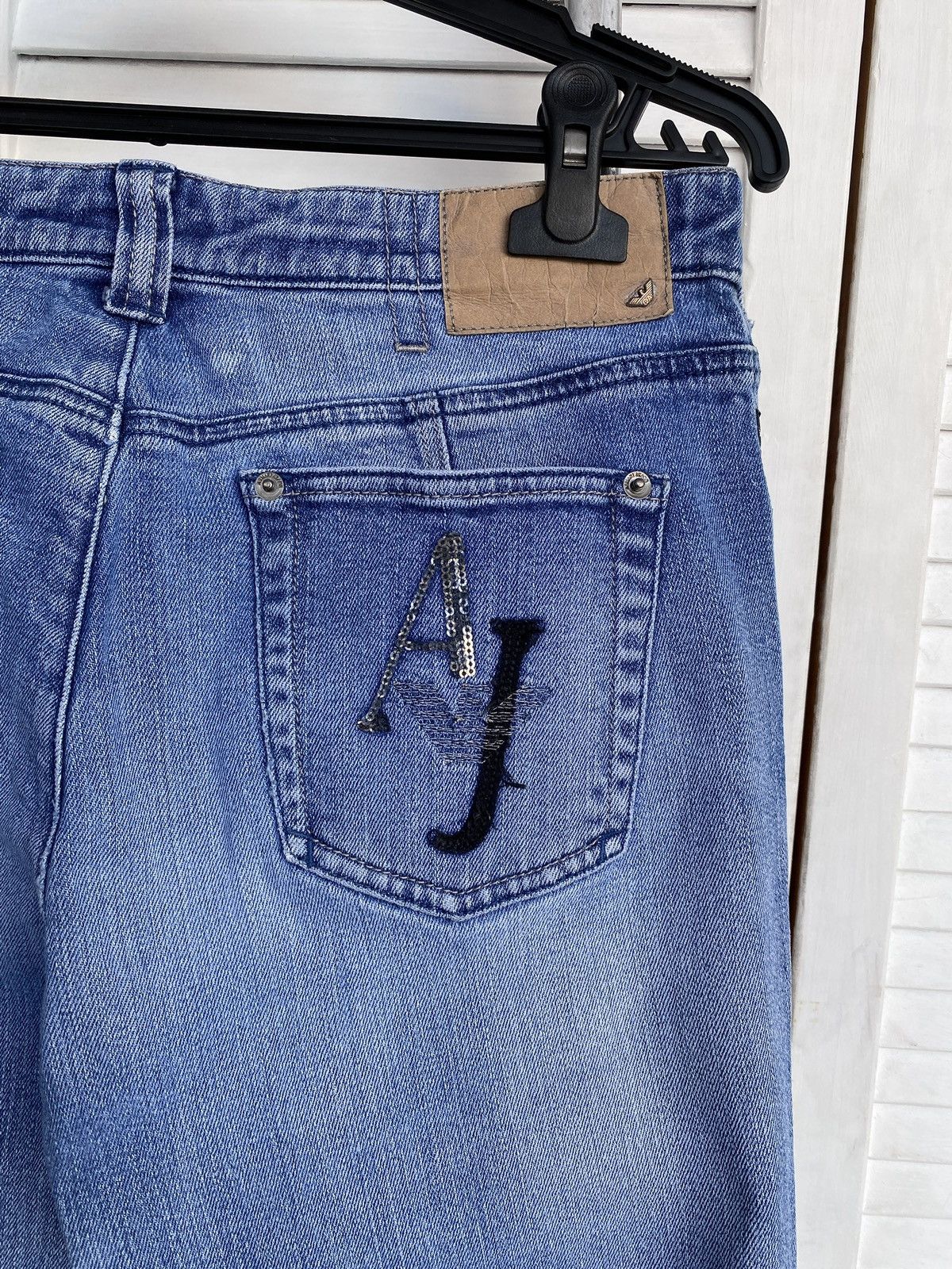 Armani × Giorgio Armani × Vintage Vintage Armani Jeans Y2K Pocket Logo Denim Pants Light Blue Size 31" - 10 Thumbnail