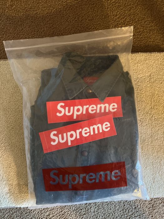 Supreme Supreme Logo Taping Work Shirt DK Green | Grailed