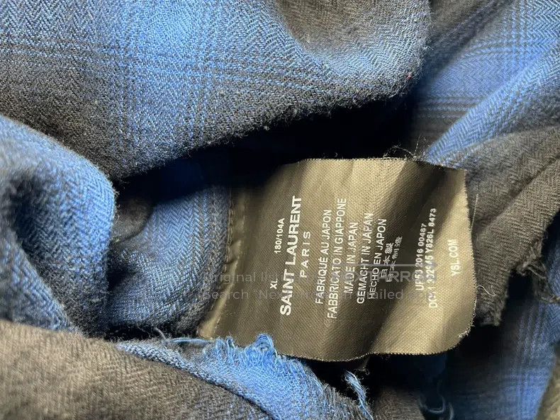 Saint Laurent Paris Saint Laurent Paris Blue and Black Ombre Hem Fringe Distre Size US XL / EU 56 / 4 - 5 Thumbnail