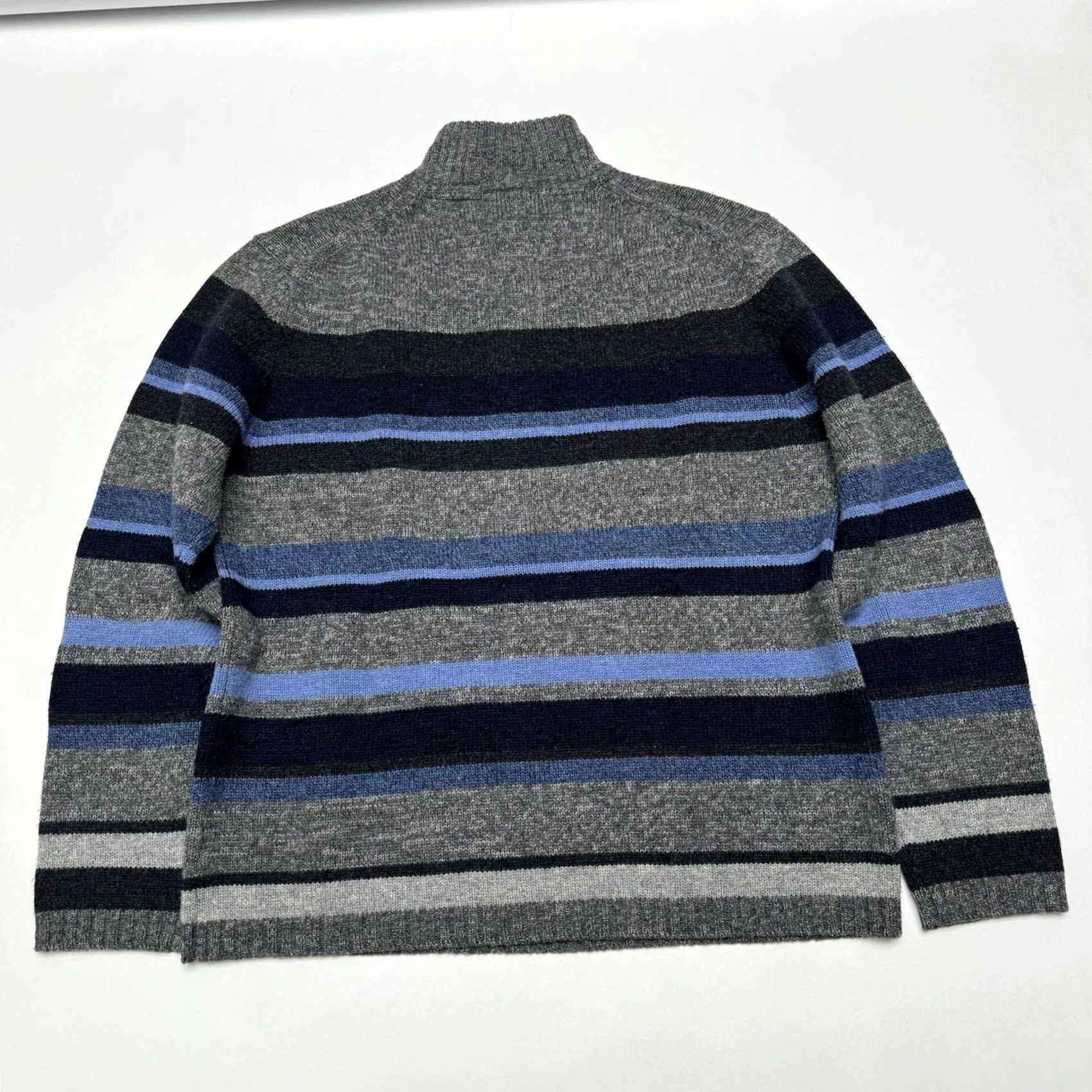 Banana Republic VINTAGE Banana Republic 1/4 Zip Wool Sweater Blue Grey Striped XL Men MENS XS? Size US XL / EU 56 / 4 - 7 Thumbnail